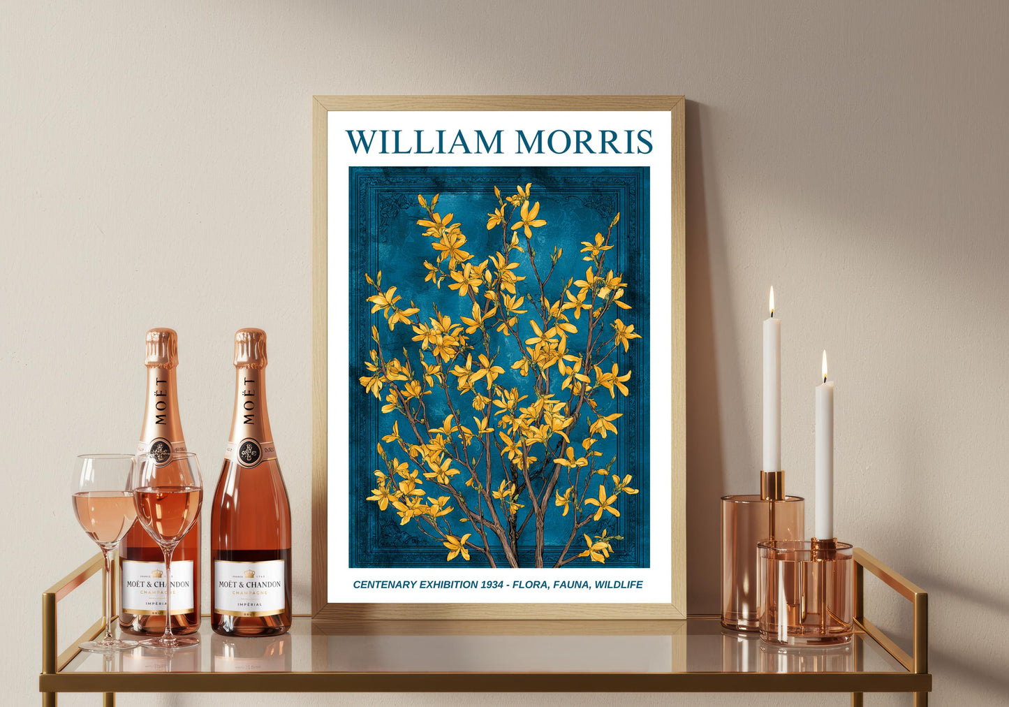 William Morris Floral, Fauna, Wildlife Print: Art Nouveau Home Decor, Forsythia