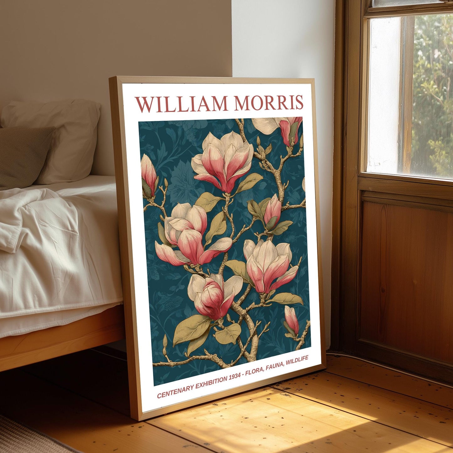 William Morris Floral, Fauna, Wildlife Print: Art Nouveau Home Decor, Magnolia