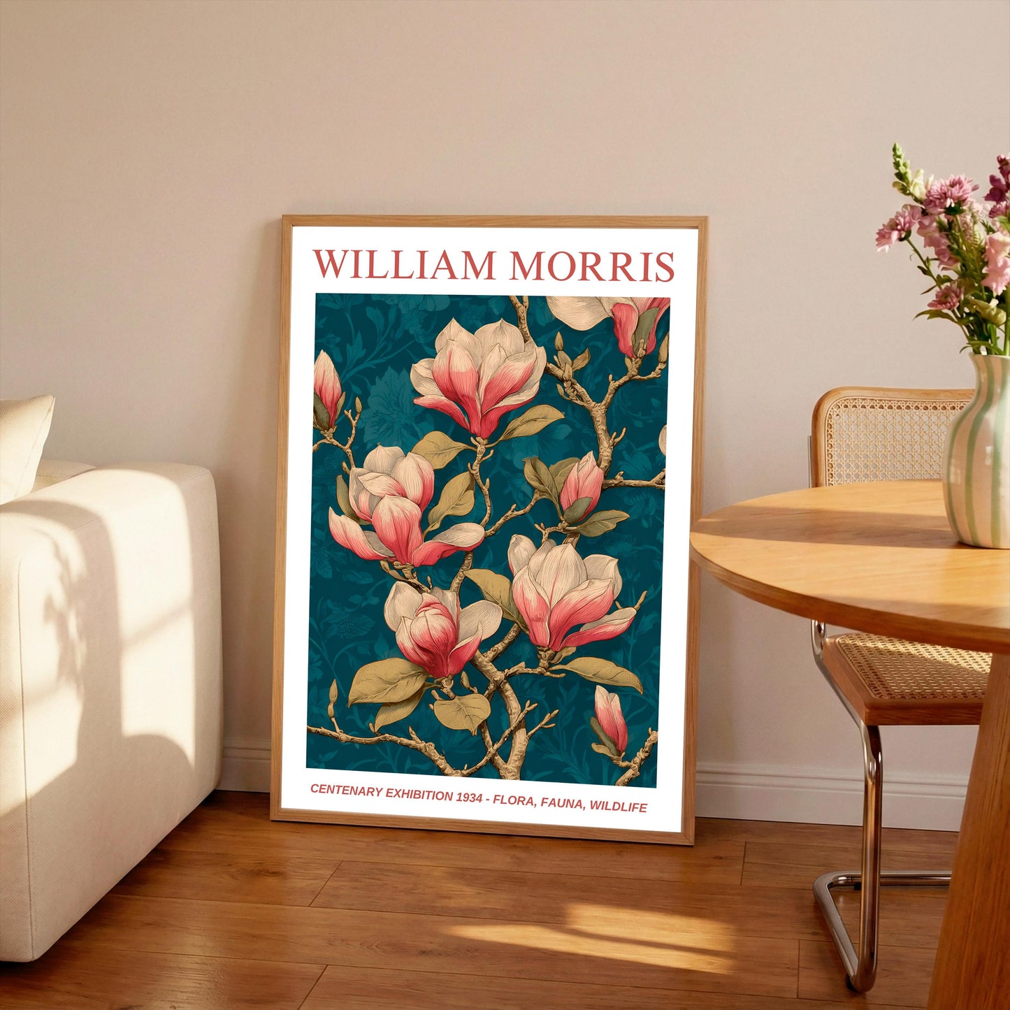 William Morris Floral, Fauna, Wildlife Print: Art Nouveau Home Decor, Magnolia