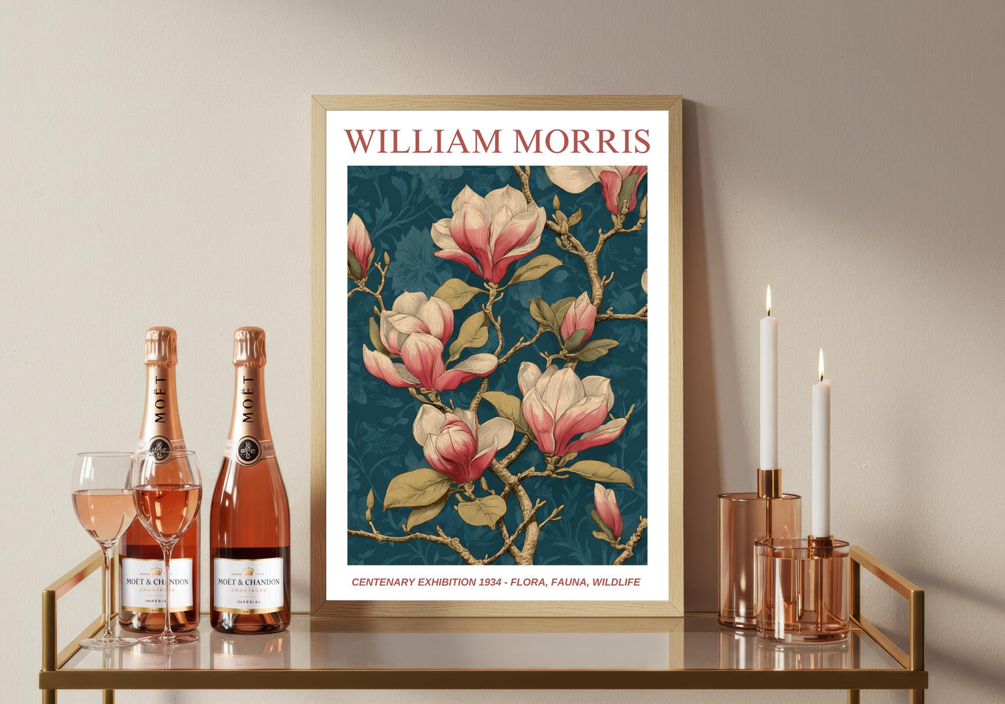 William Morris Floral, Fauna, Wildlife Print: Art Nouveau Home Decor, Magnolia