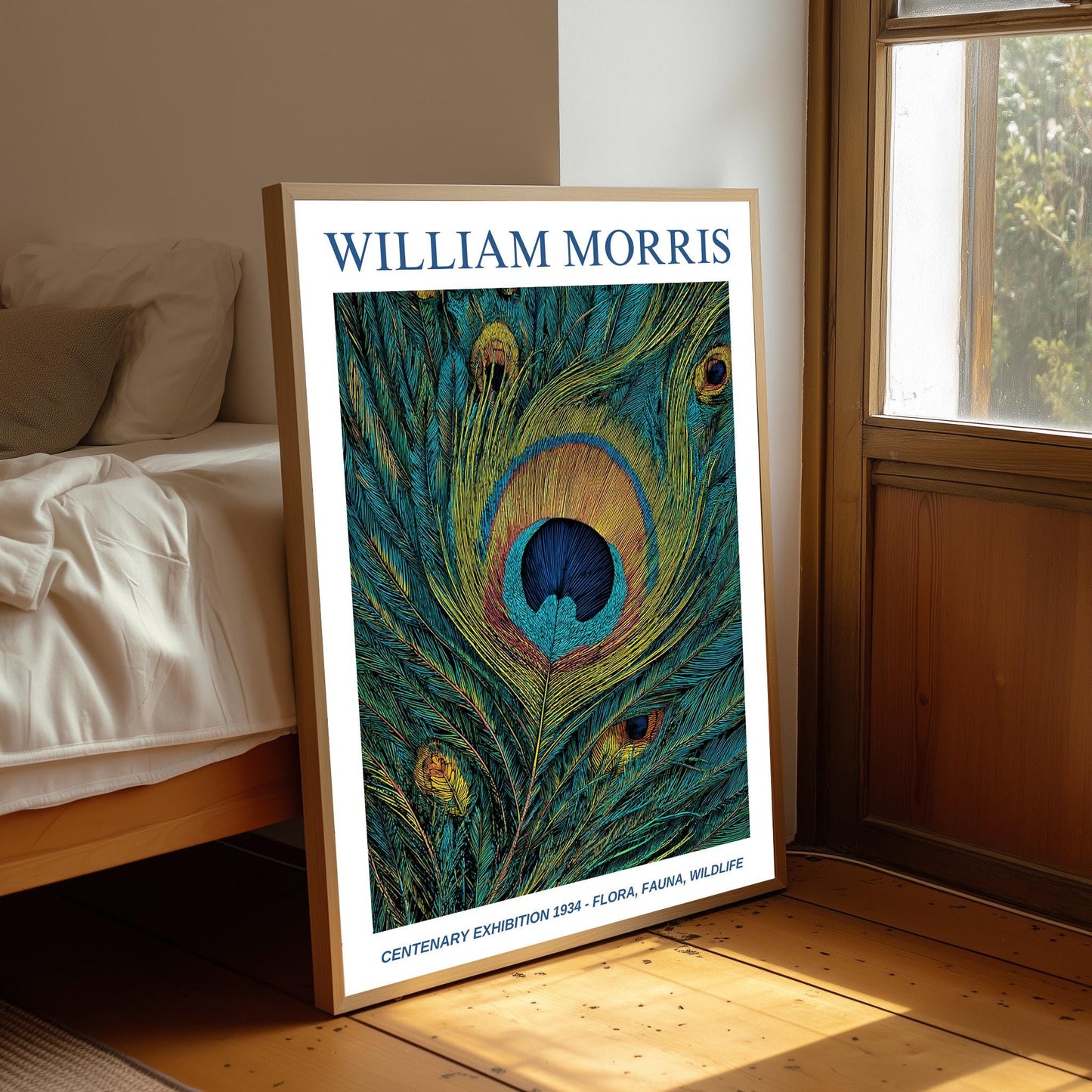 William Morris Floral, Fauna, Wildlife Print: Art Nouveau Home Decor, Peacock