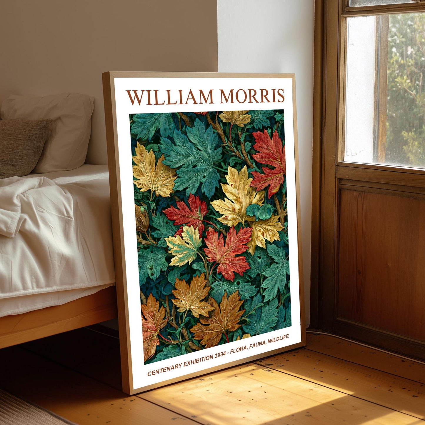 William Morris Floral, Fauna, Wildlife Print: Art Nouveau Home Decor, Maple Leaves