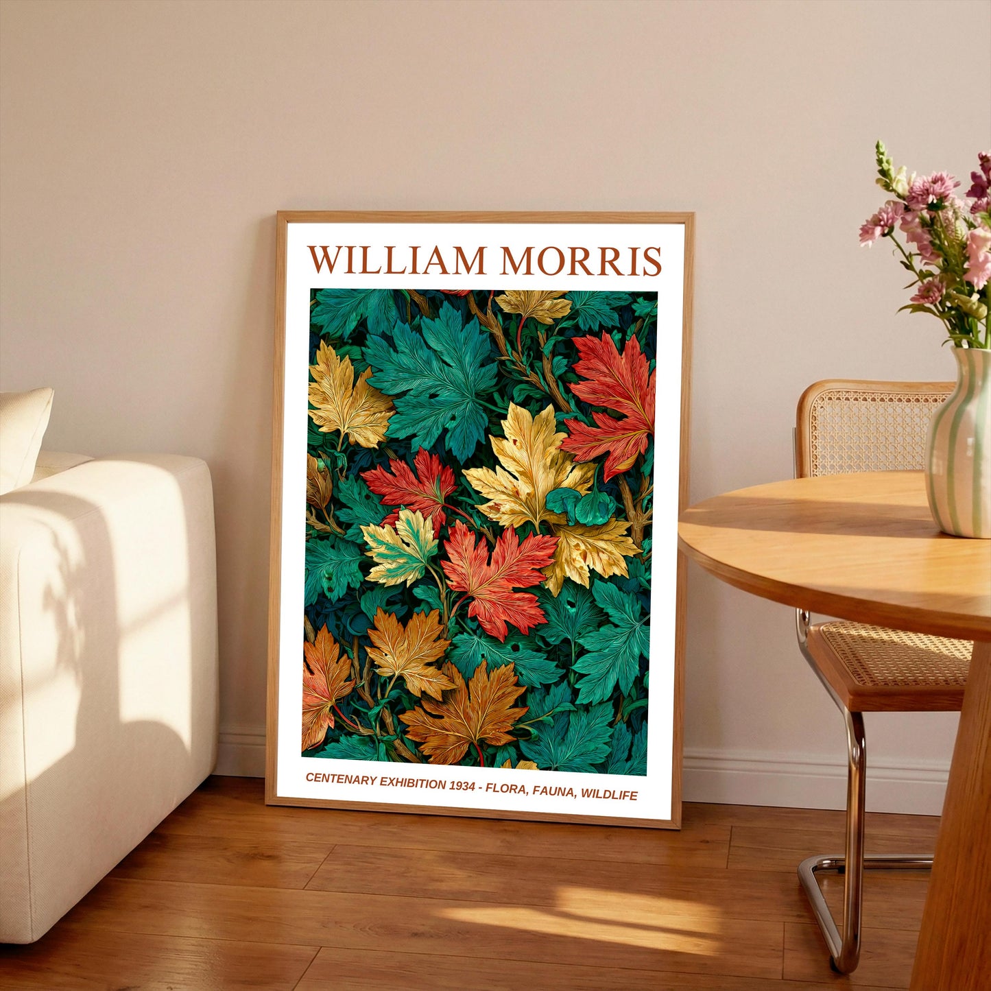 William Morris Floral, Fauna, Wildlife Print: Art Nouveau Home Decor, Maple Leaves