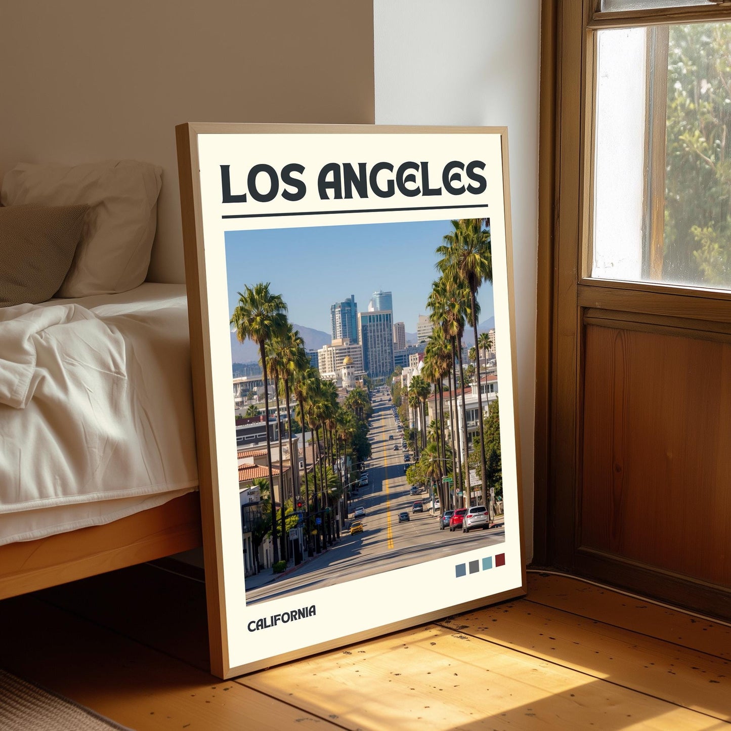 Los Angeles Art Print: California Travel Poster, Palm Lined Street View