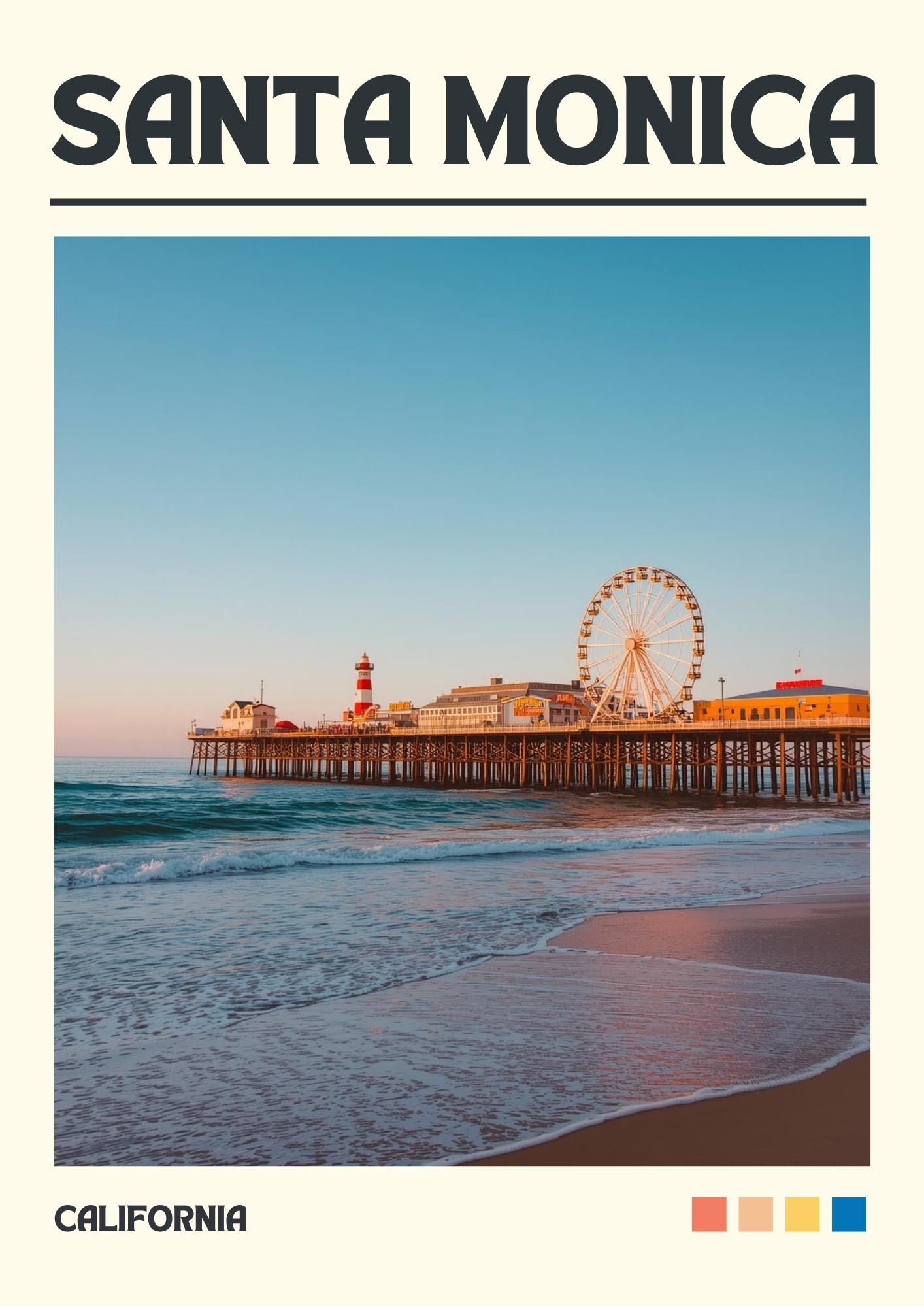 Santa Monica Art Print, California Travel Poster