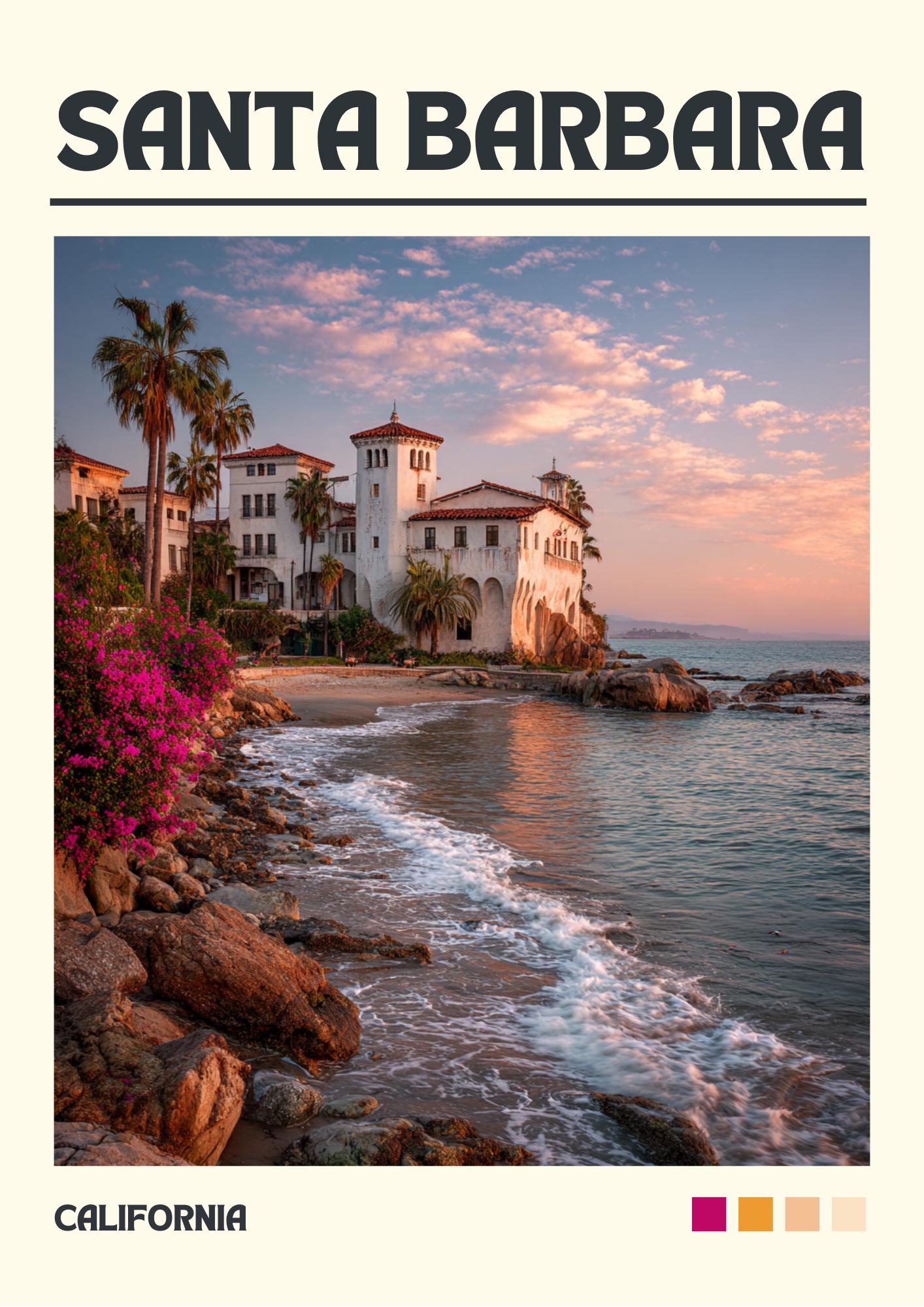 Santa Barbara Art Print, California Travel Poster