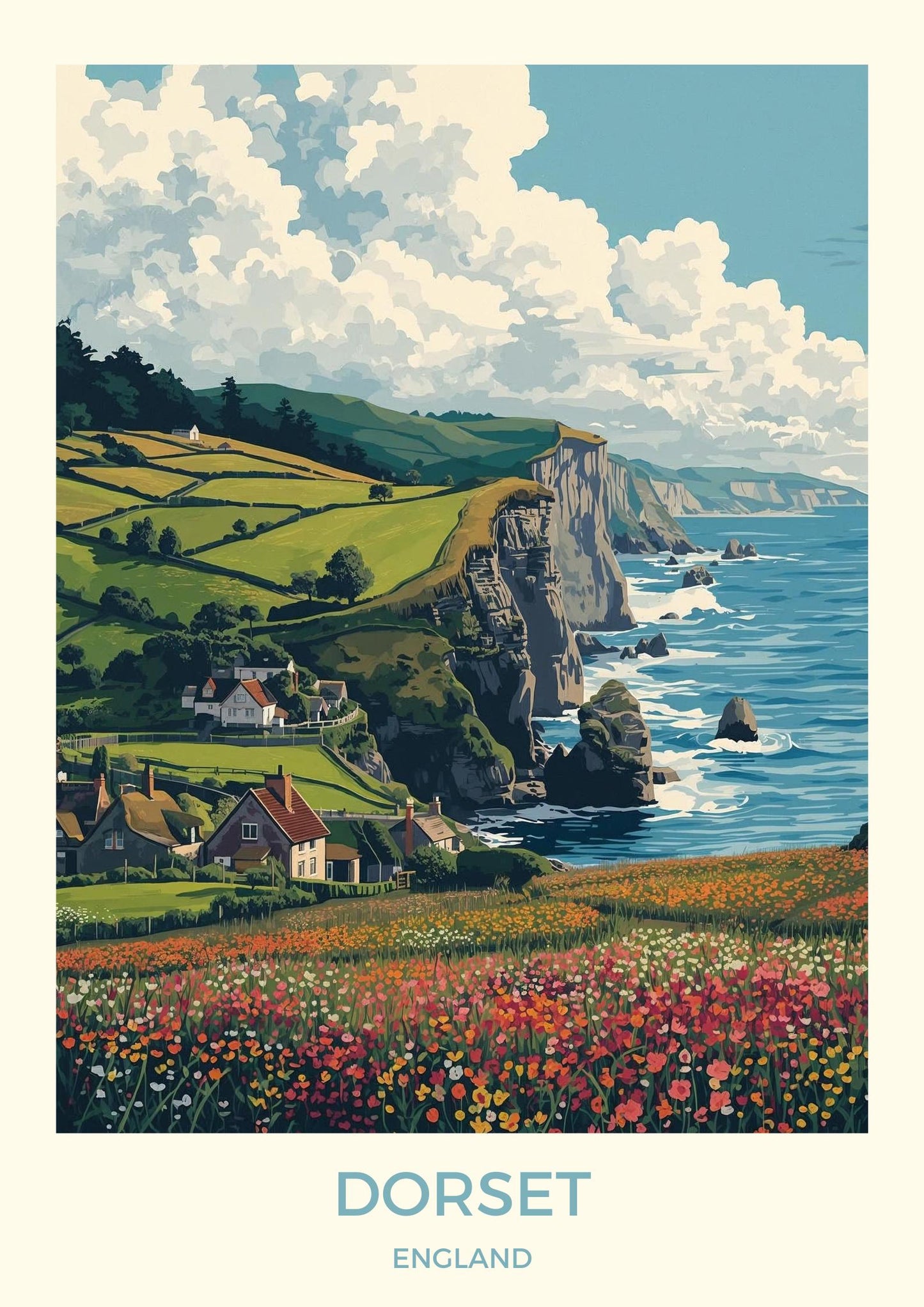 Dorset Art Print: Holiday Travel Poster