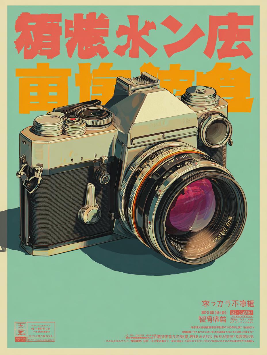 Japanese Vintage Camera Print: Vintage Oriental Art Poster