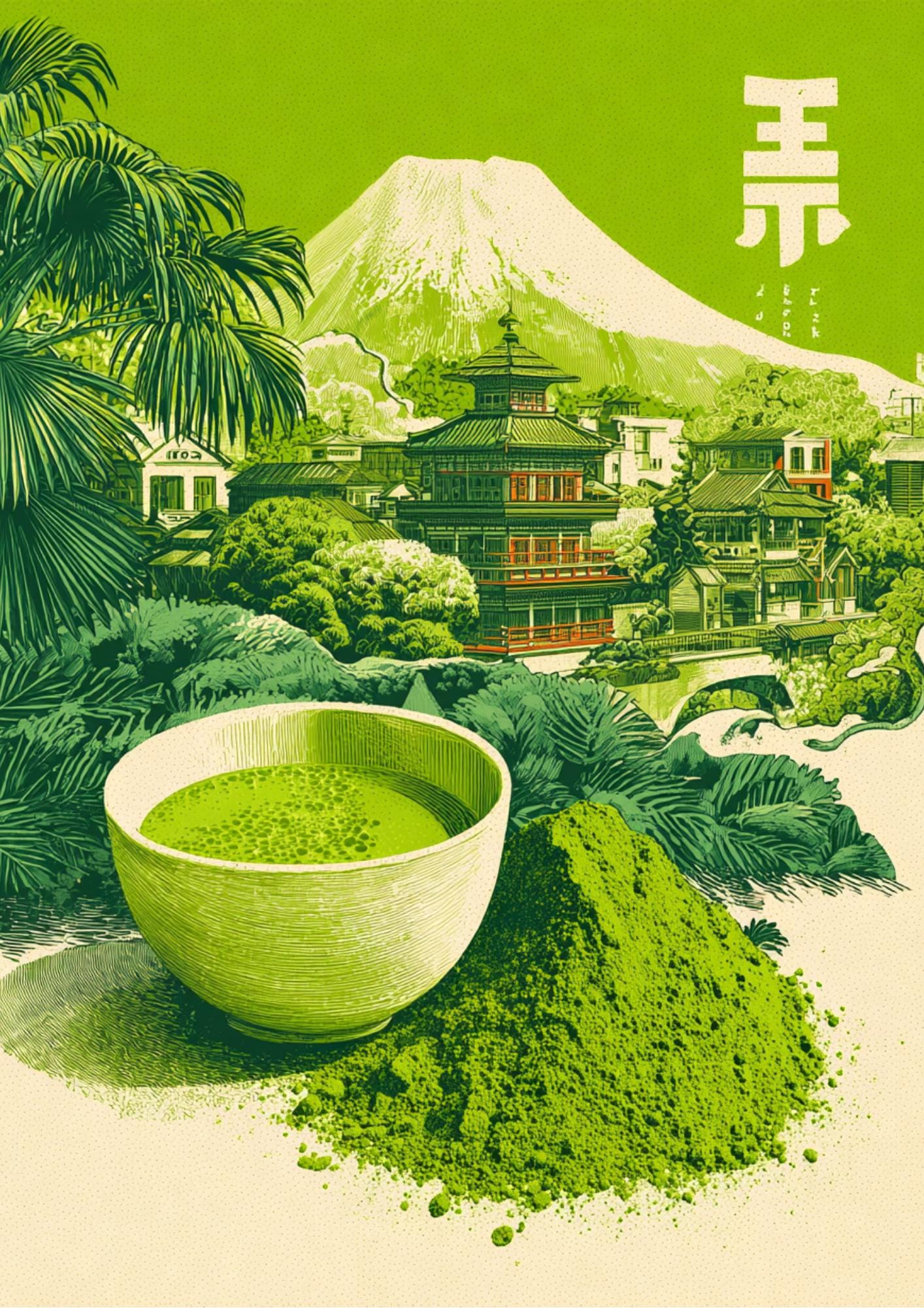 Vintage Japanese Matcha Print:  Kitchen Wall Art, Japanese