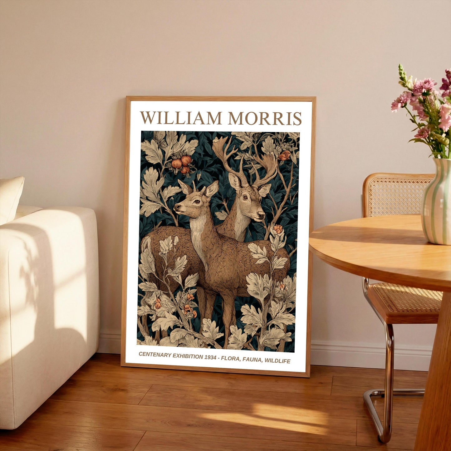 William Morris Floral, Fauna, Wildlife Print: Art Nouveau Home Decor, Deer