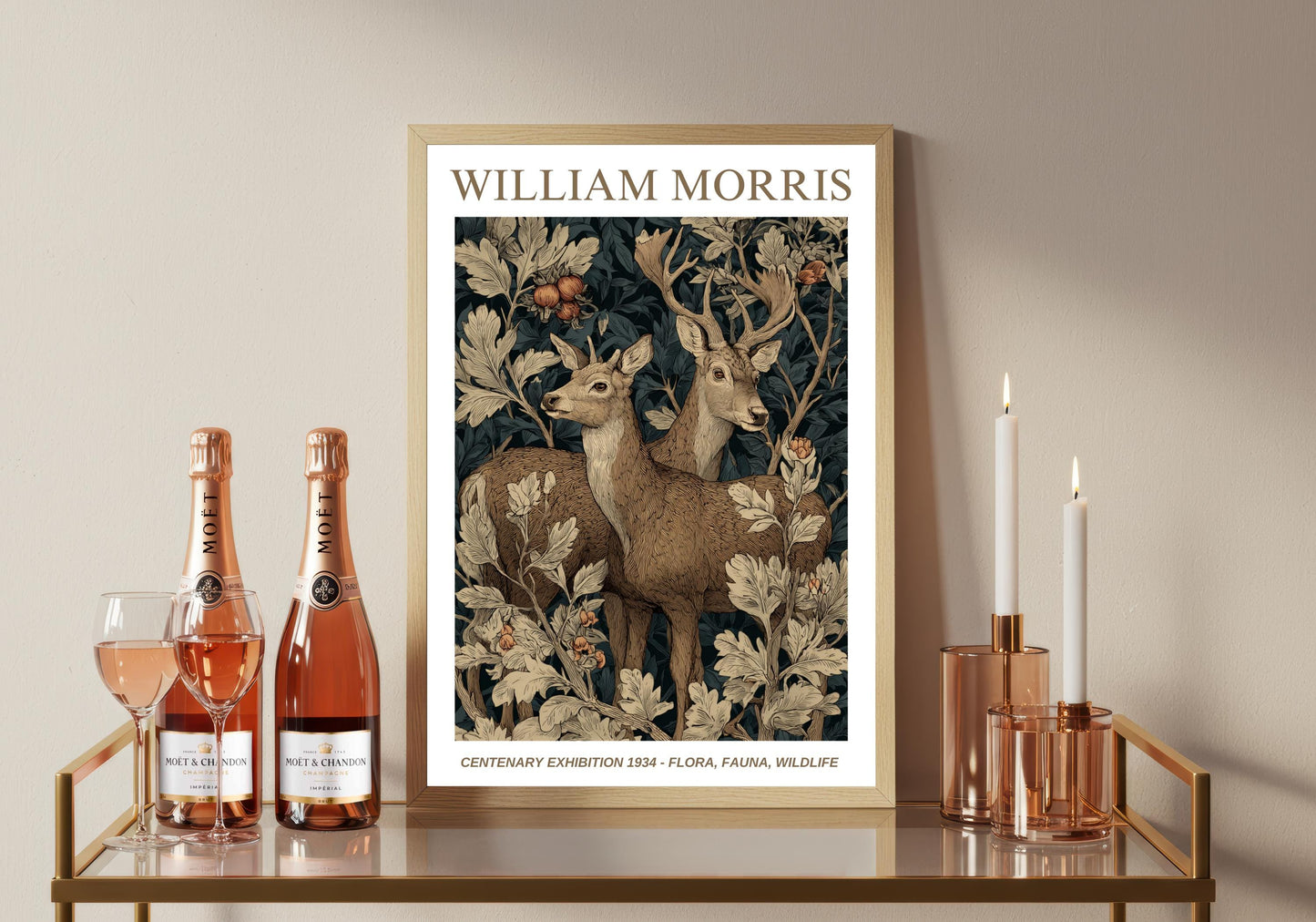 William Morris Floral, Fauna, Wildlife Print: Art Nouveau Home Decor, Deer