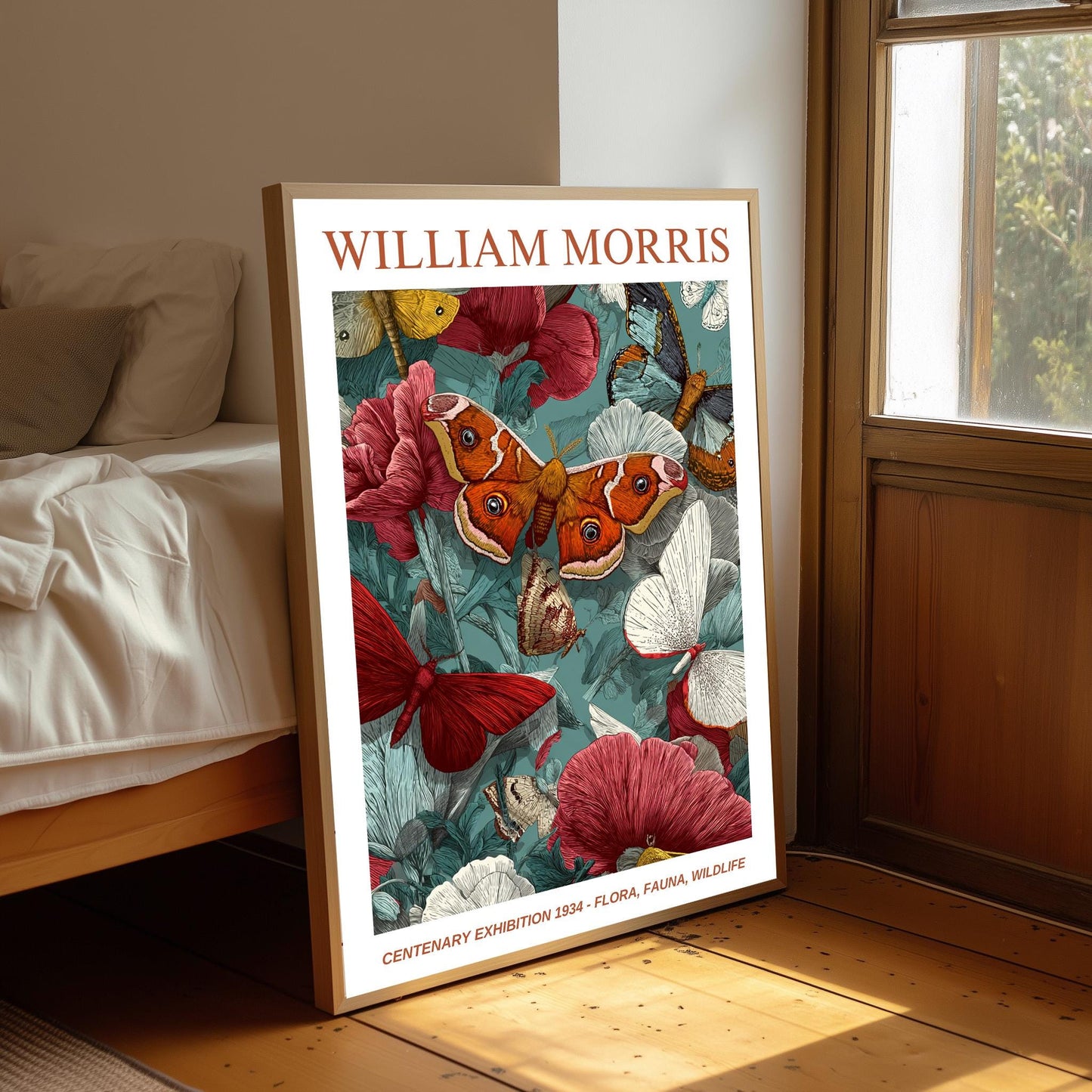 William Morris Floral, Fauna, Wildlife Print: Art Nouveau Home Decor, Butterfly