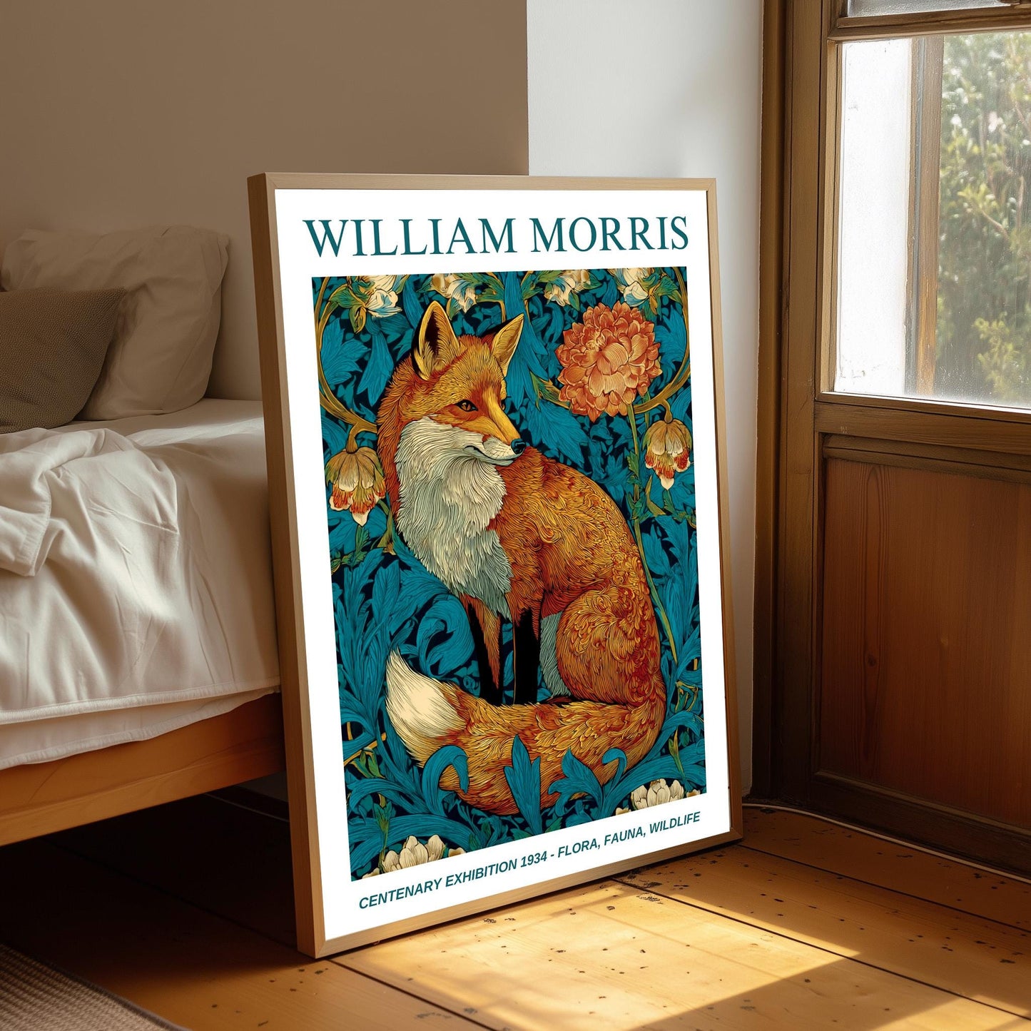 William Morris Floral, Fauna, Wildlife Print: Art Nouveau Home Decor, Fox