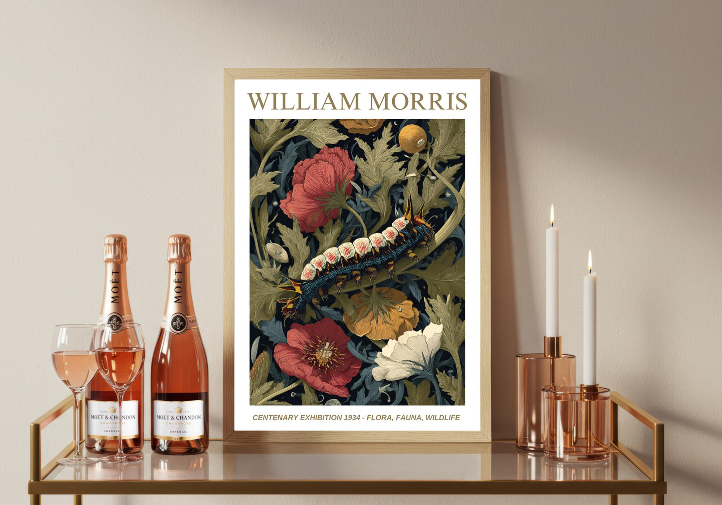 William Morris Floral, Fauna, Wildlife Print: Art Nouveau Home Decor, Caterpillar