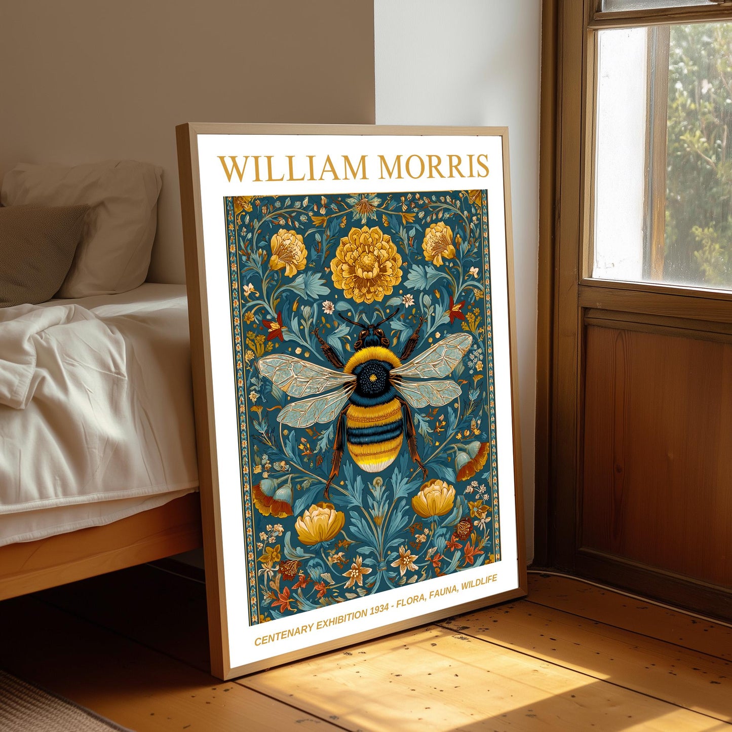 William Morris Floral, Fauna, Wildlife Print: Art Nouveau Home Decor, Bee