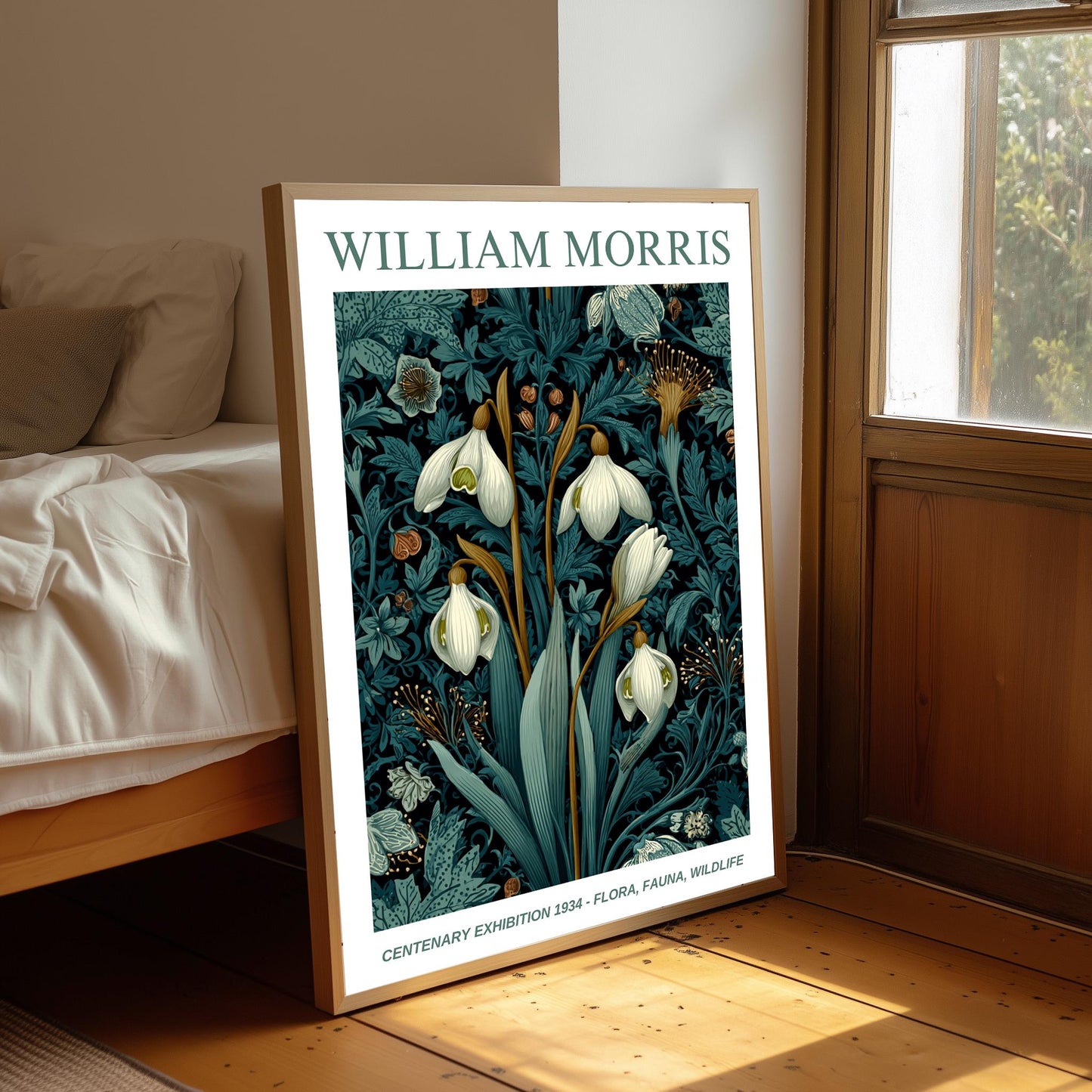William Morris Floral, Fauna, Wildlife Print: Art Nouveau Home Decor, Snowdrop