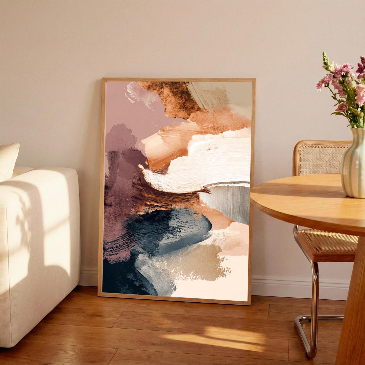 Abstract Botanical Wall Print: Beige, Brown, Cream Boho Decor