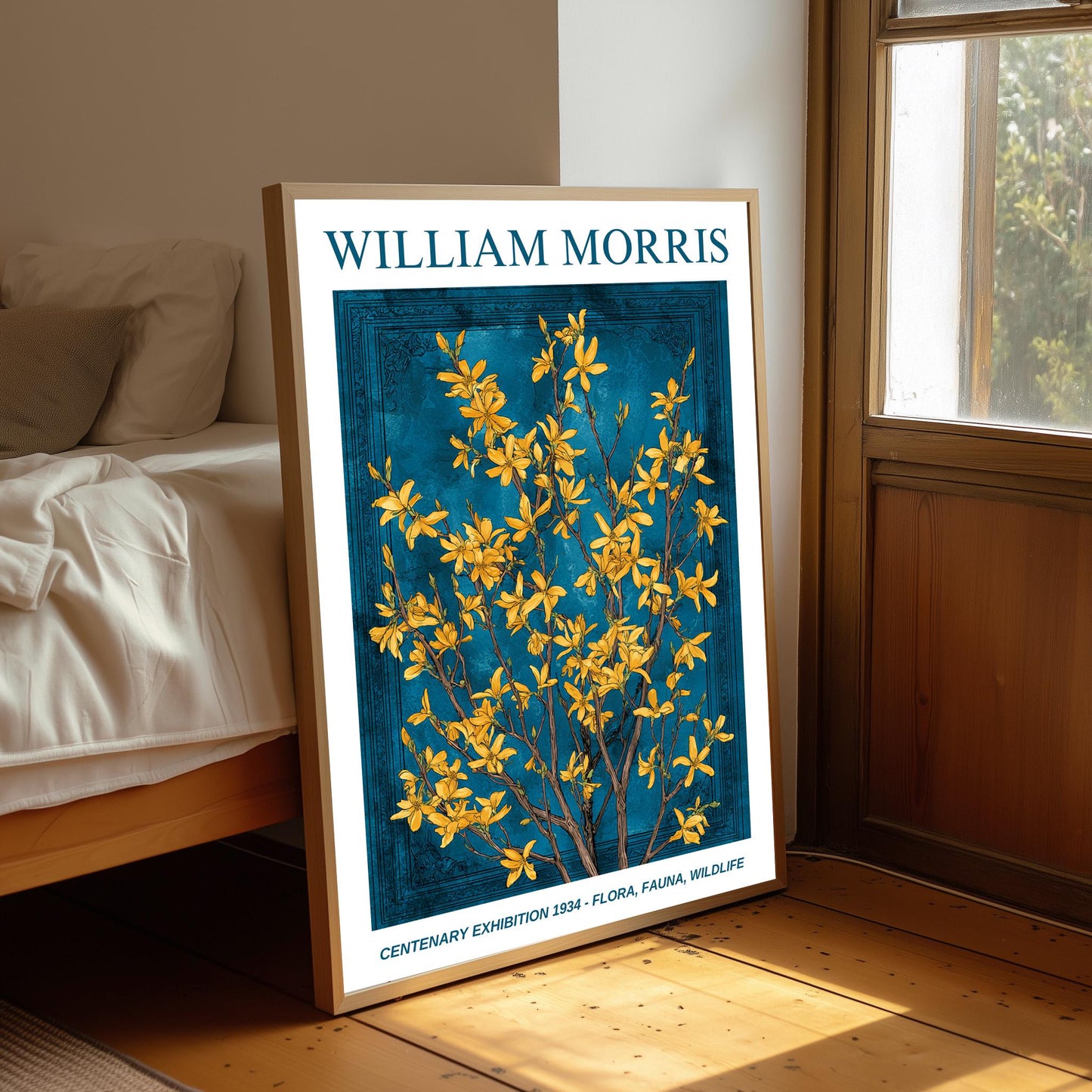 William Morris Floral, Fauna, Wildlife Print: Art Nouveau Home Decor, Forsythia
