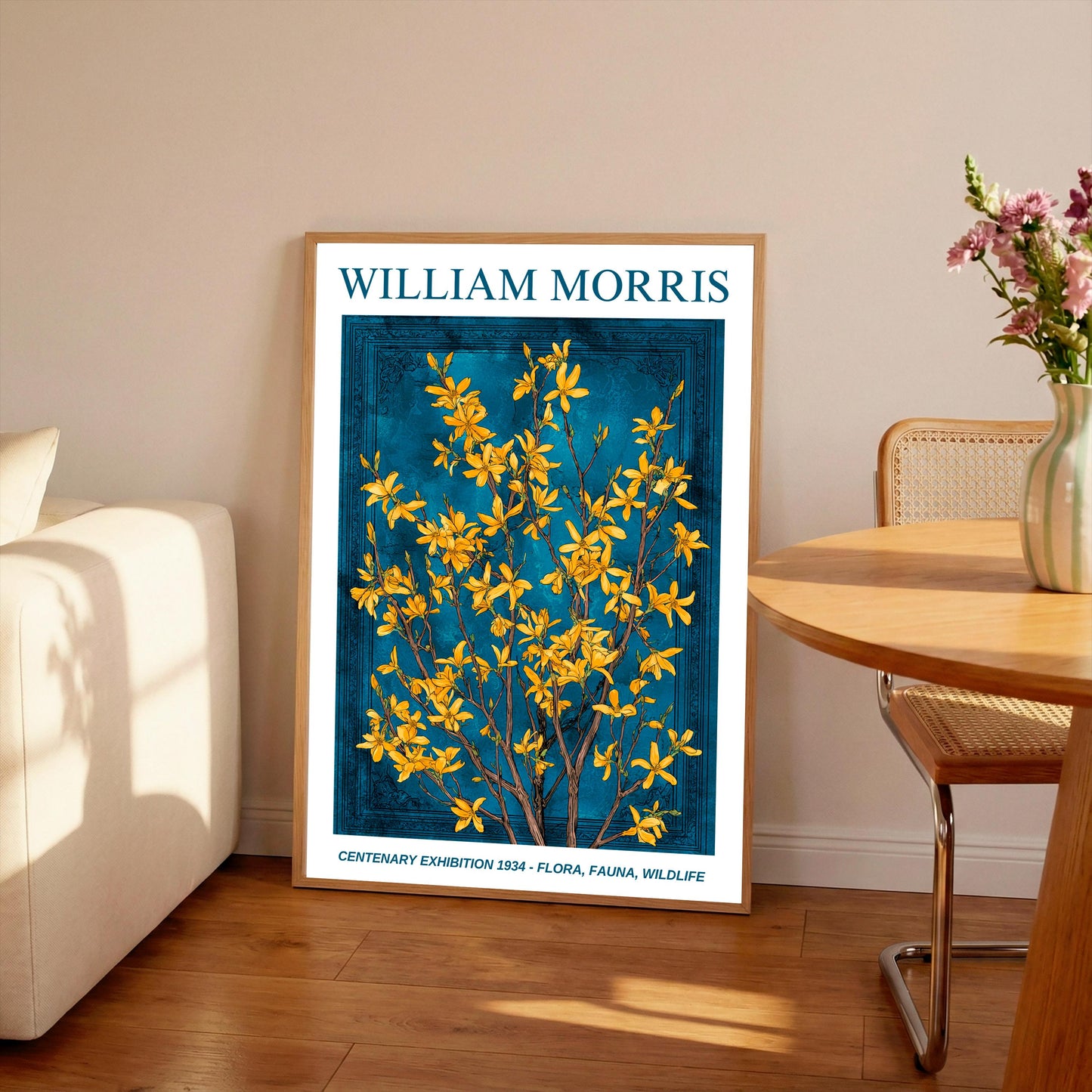 William Morris Floral, Fauna, Wildlife Print: Art Nouveau Home Decor, Forsythia