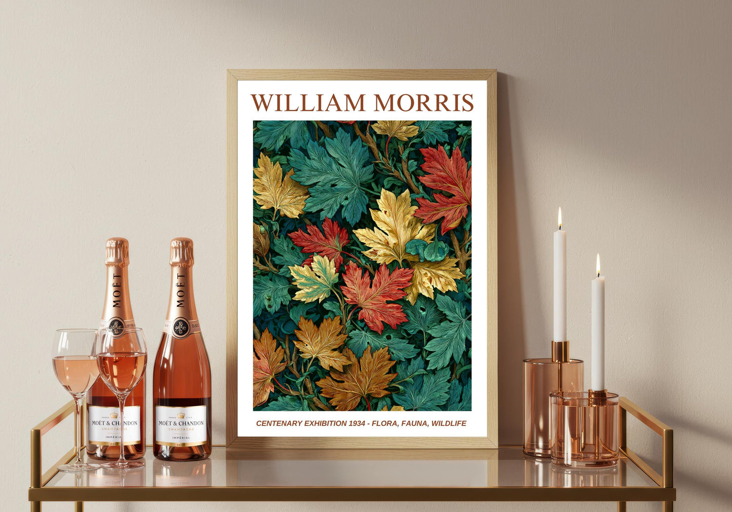 William Morris Floral, Fauna, Wildlife Print: Art Nouveau Home Decor, Maple Leaves