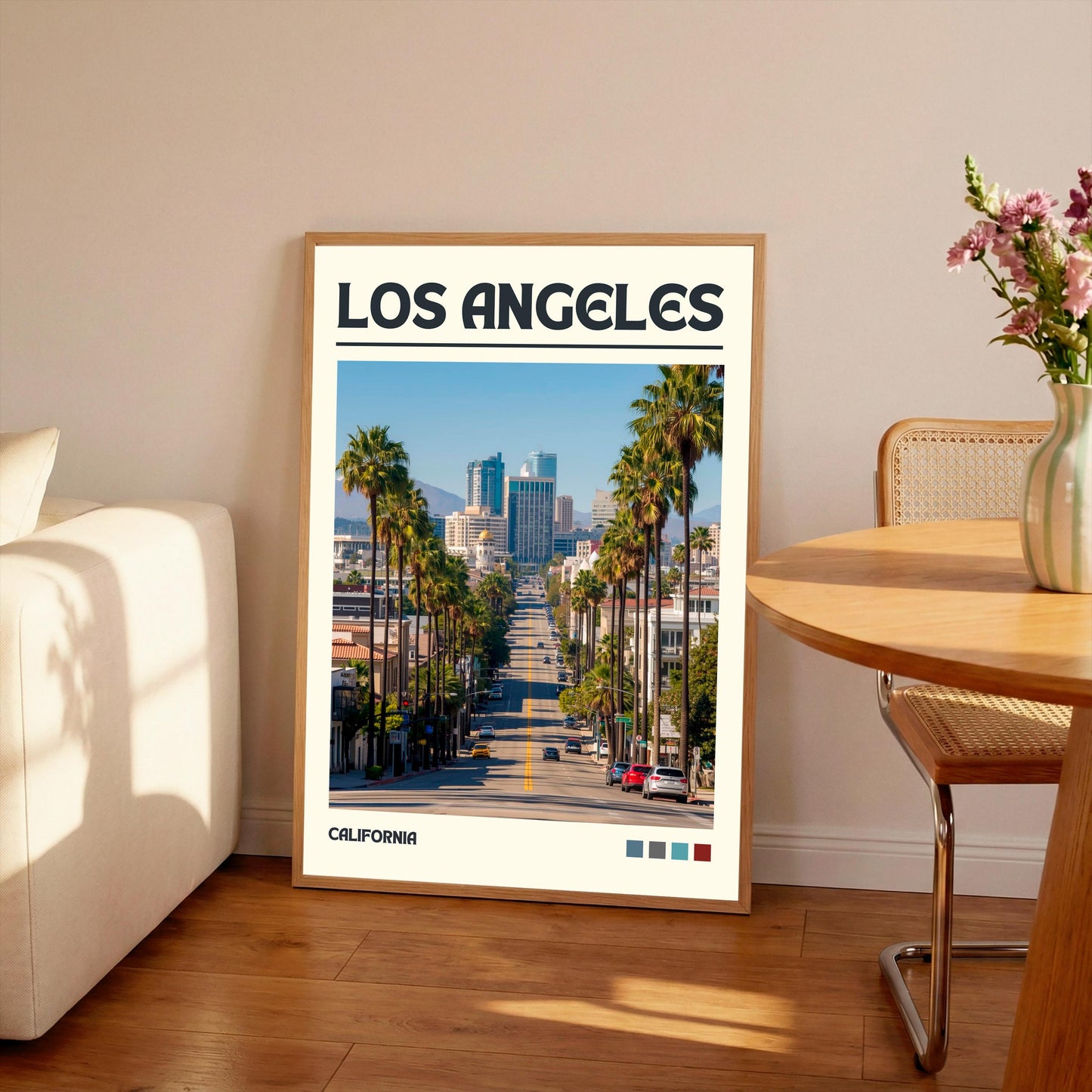 Los Angeles Art Print: California Travel Poster, Palm Lined Street View