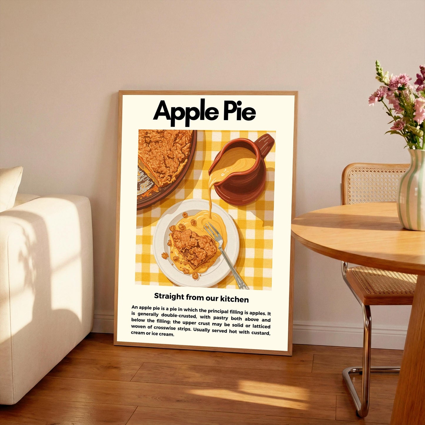 Straight From Our  Kitchen Poster: Retro Food Print, Colourful Wall Art, Apple Pie