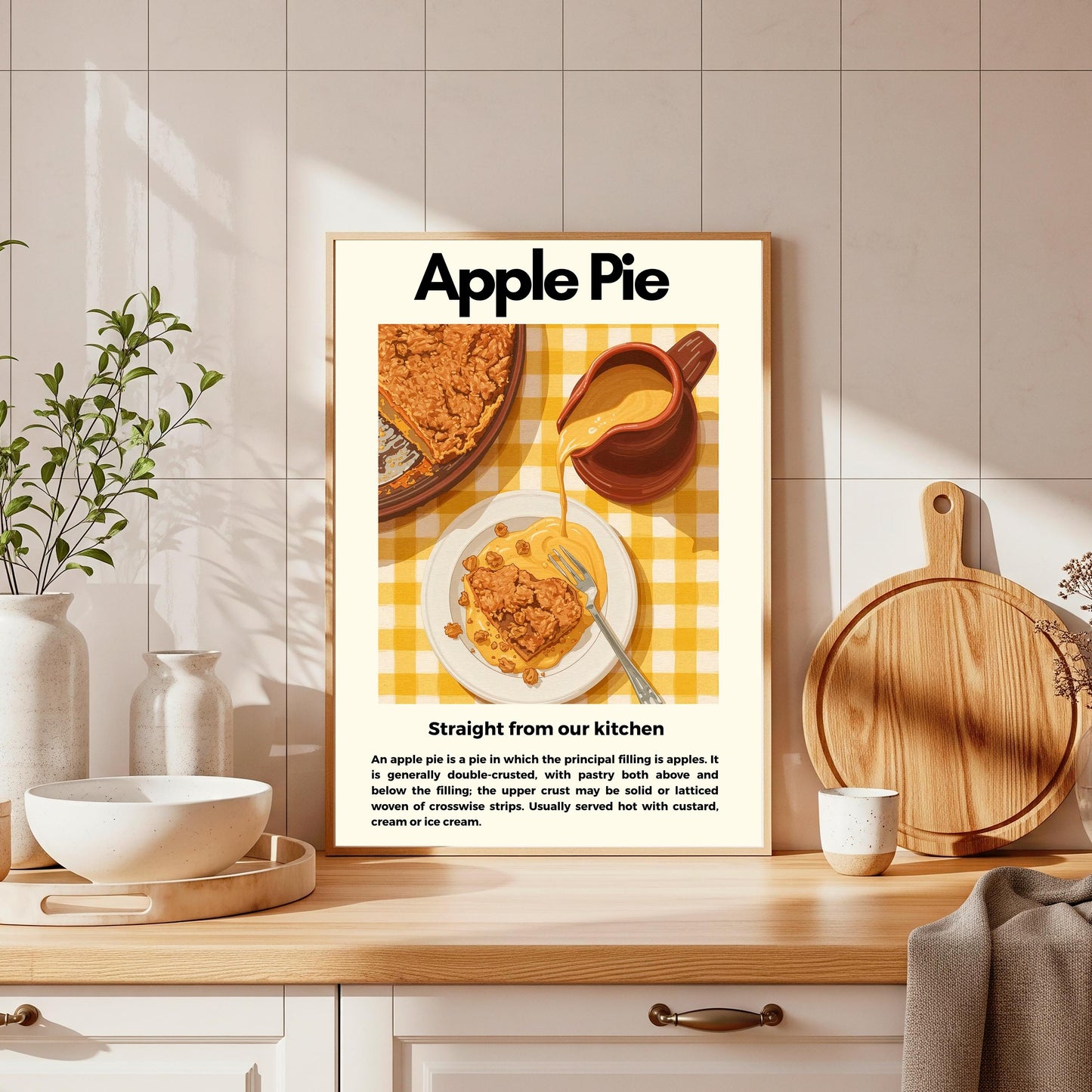 Straight From Our  Kitchen Poster: Retro Food Print, Colourful Wall Art, Apple Pie