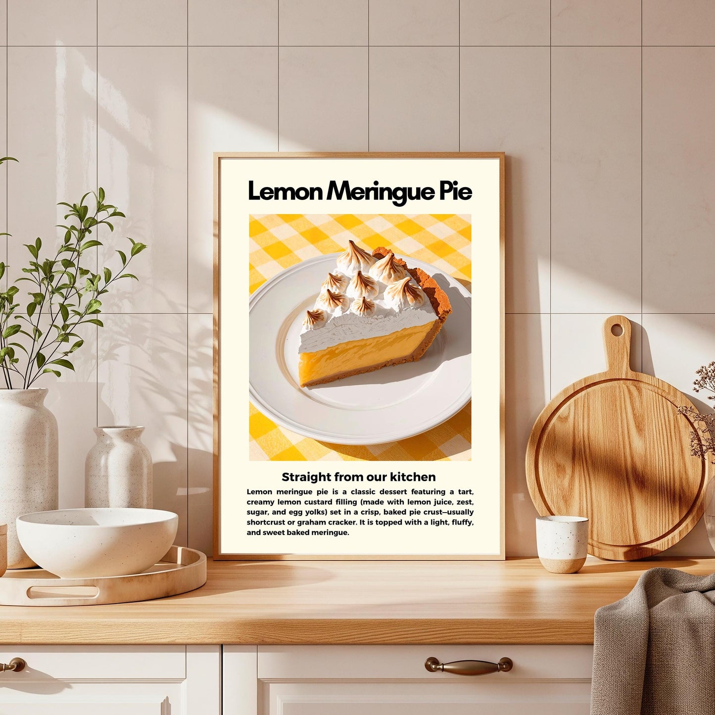 Straight From Our  Kitchen Poster: Retro Food Print, Colourful Wall Art, Lemon Meringue Pie
