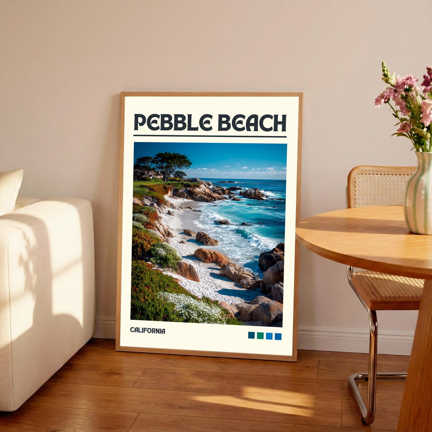 Pebble Beach Art Print, California Travel Poster