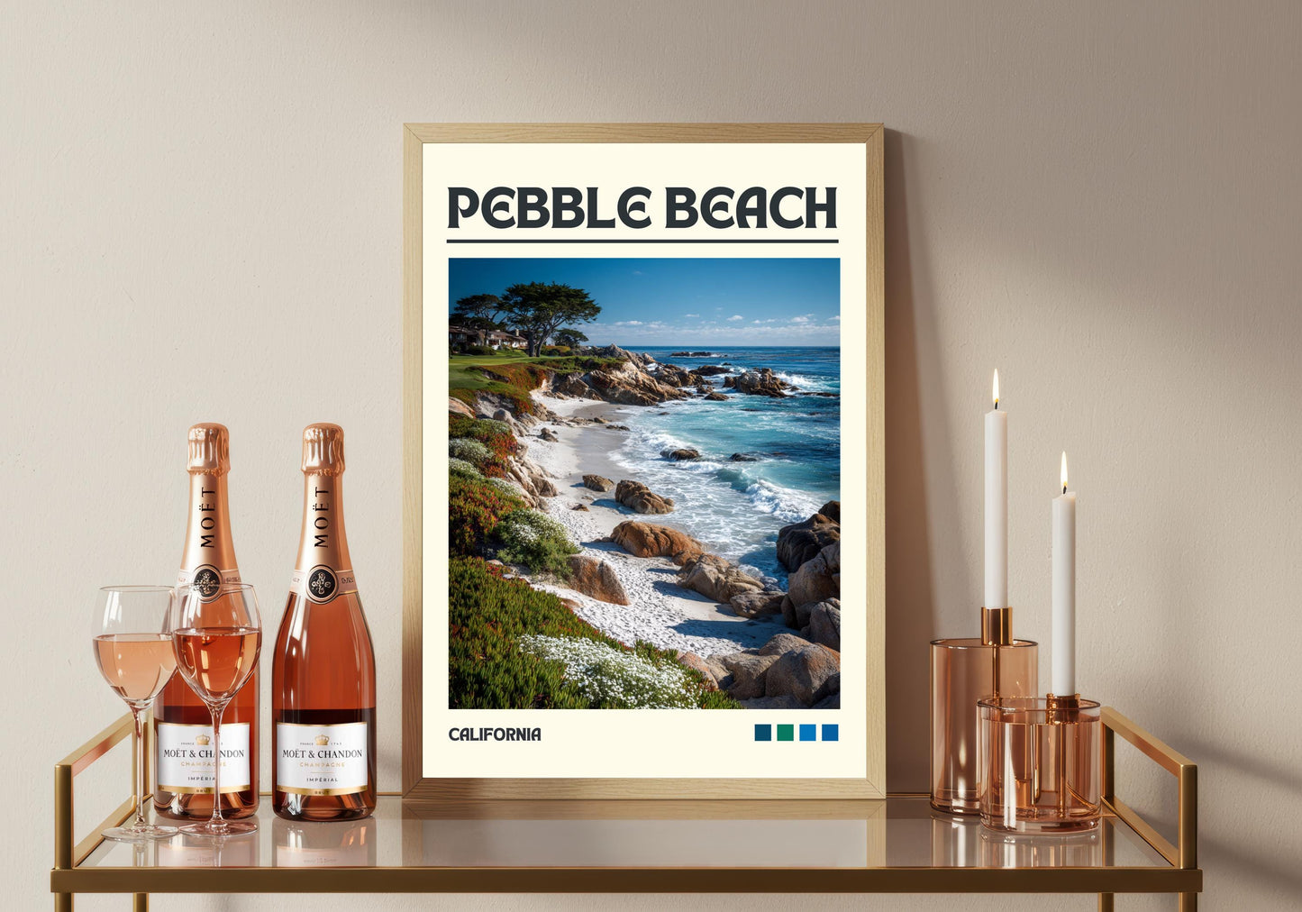 Pebble Beach Art Print, California Travel Poster