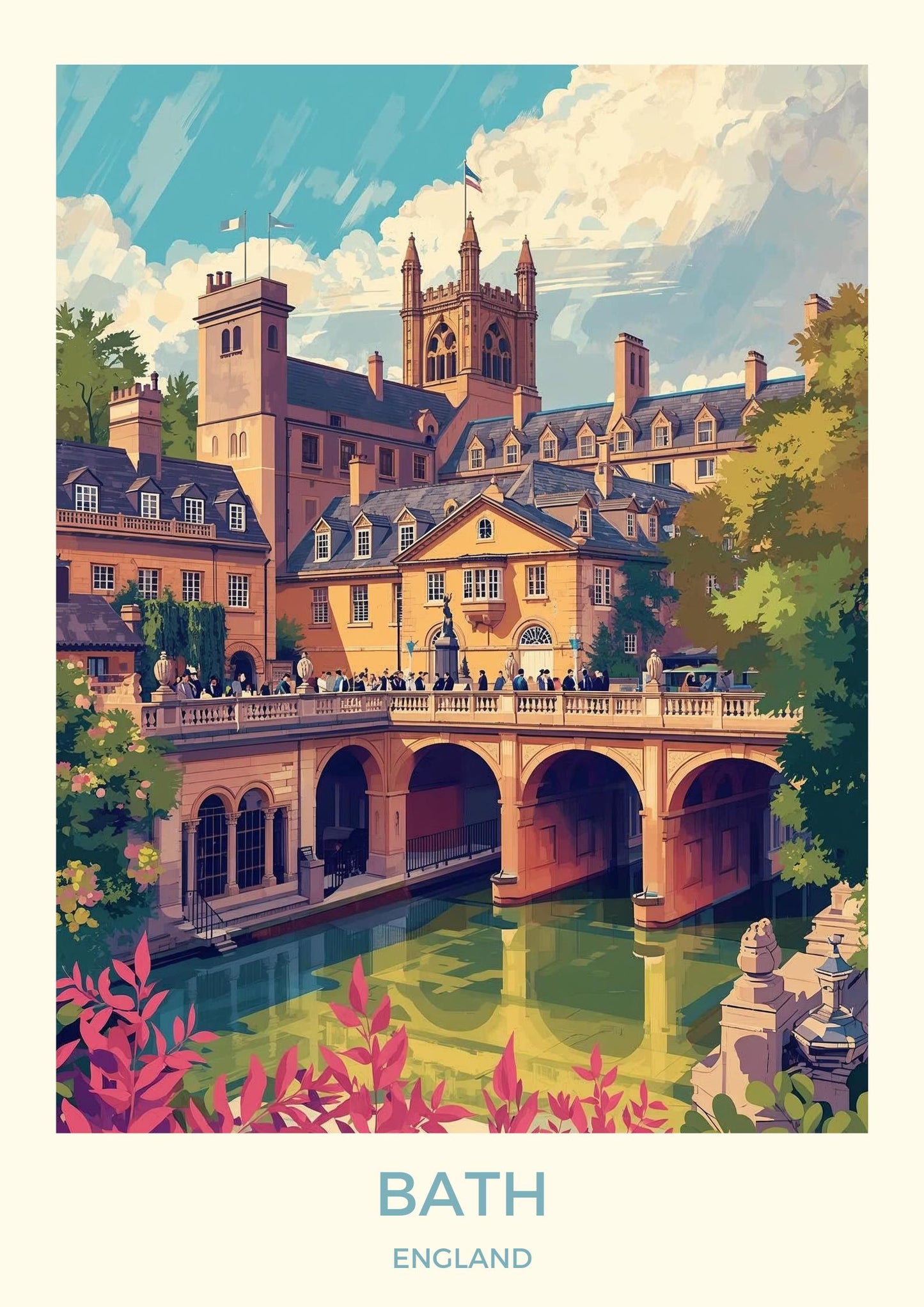 Bath Art Print: Satin Travel Poster, Bath, Somerset