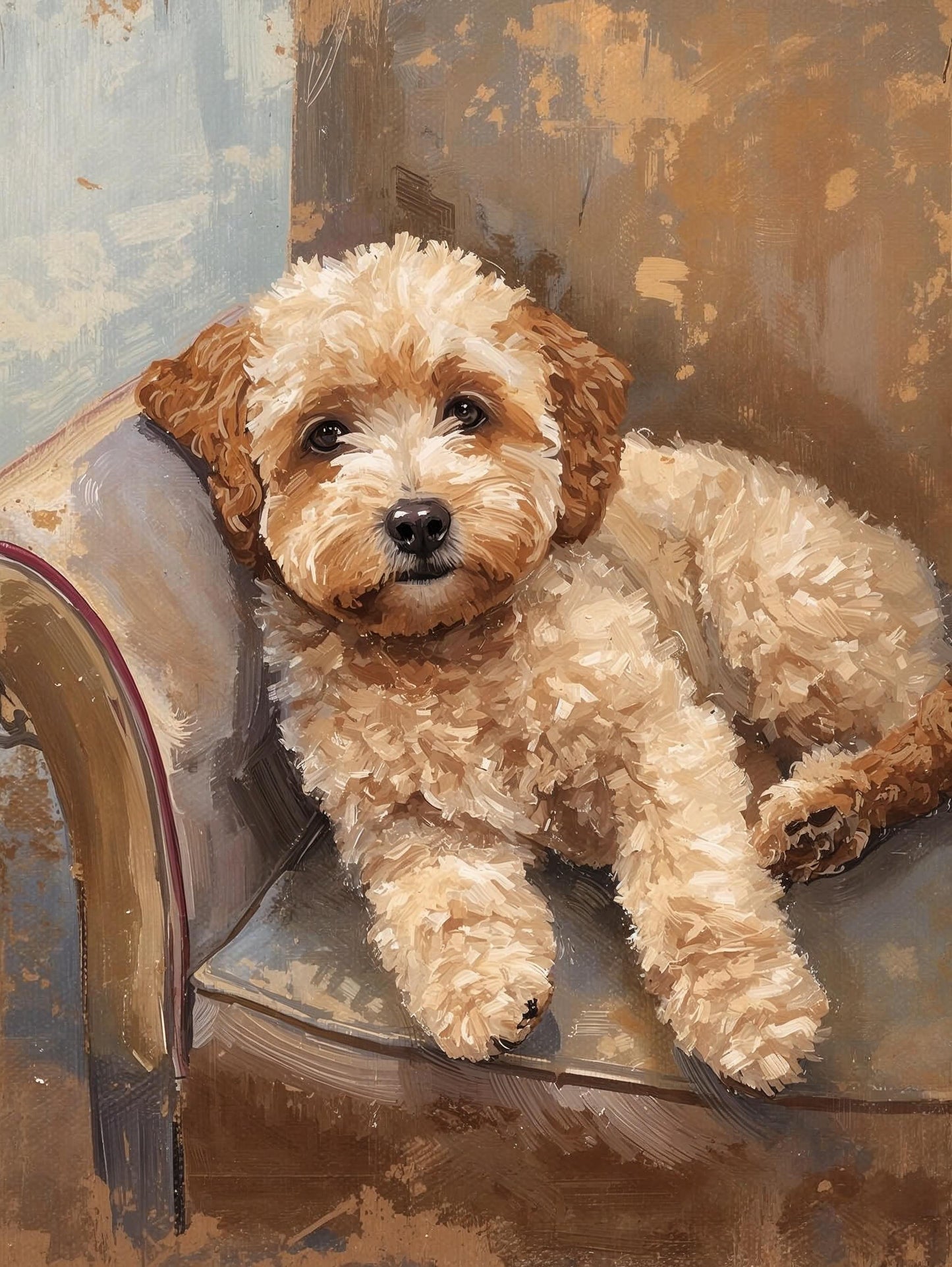 Cockapoo Dog Art Print, Cockapoo Lying in Chair, Pet Lover Gift