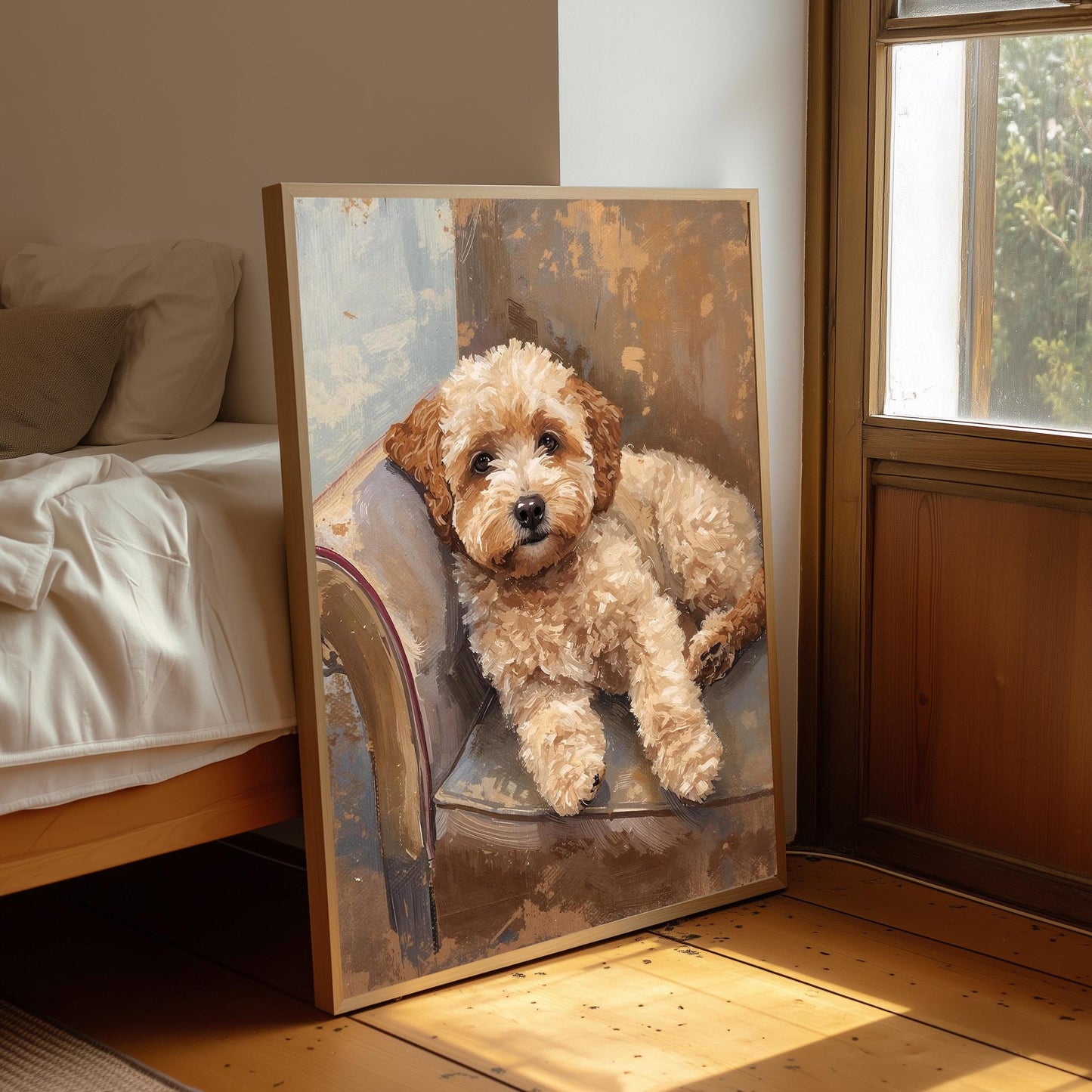 Cockapoo Dog Art Print, Cockapoo Lying in Chair, Pet Lover Gift