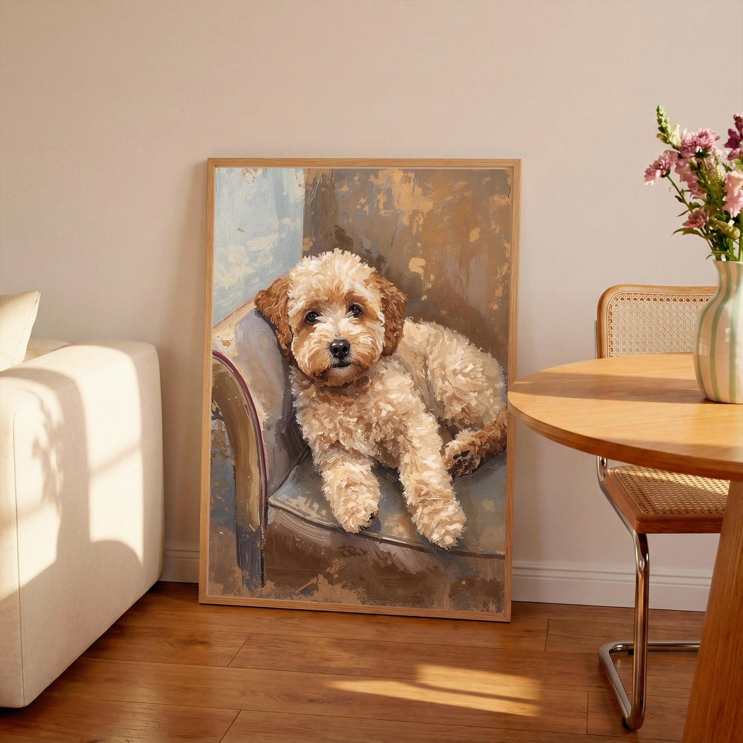 Cockapoo Dog Art Print, Cockapoo Lying in Chair, Pet Lover Gift