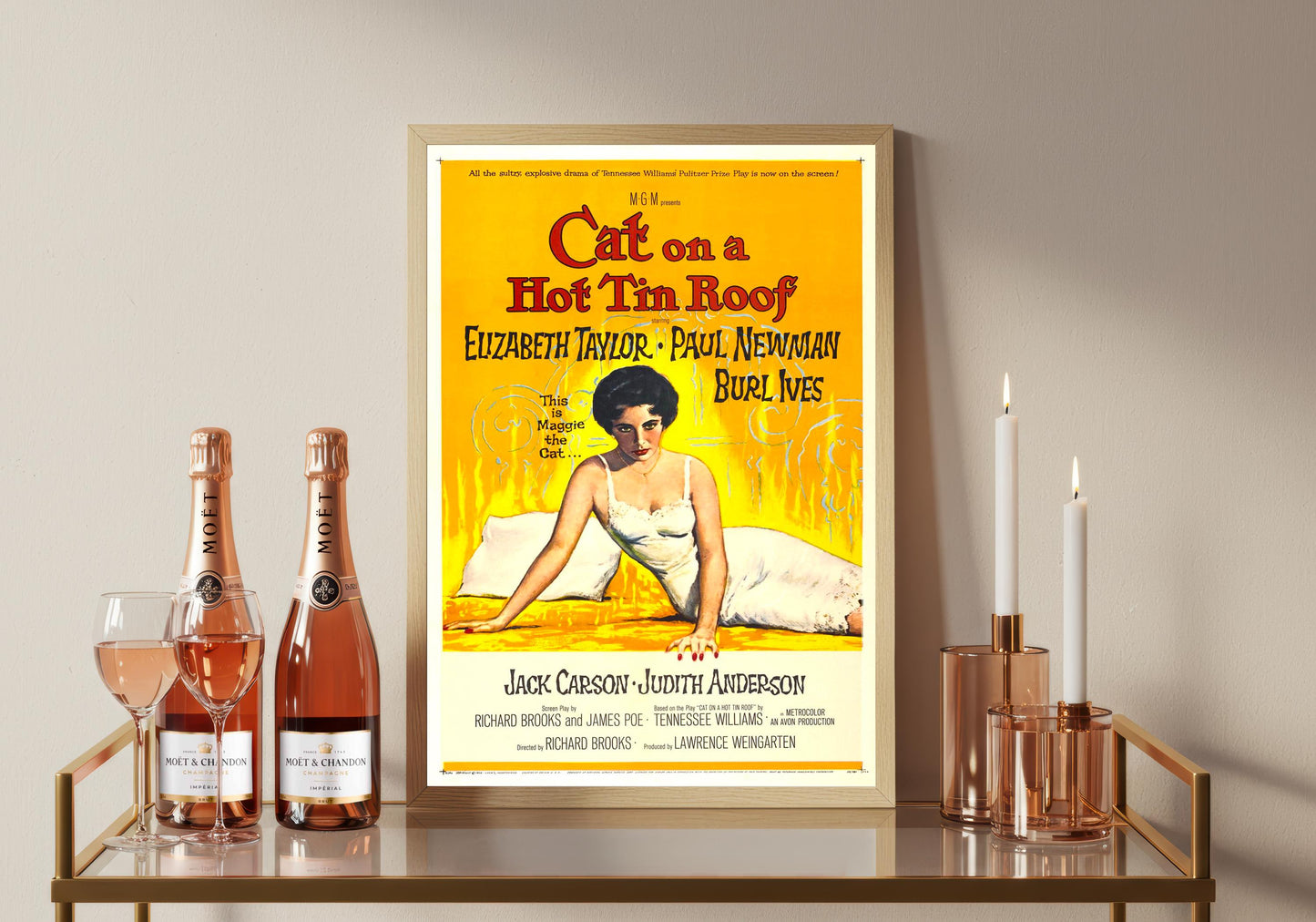 Cat on a Hot Tin Roof Movie Poster: Vintage Cinema Art Print
