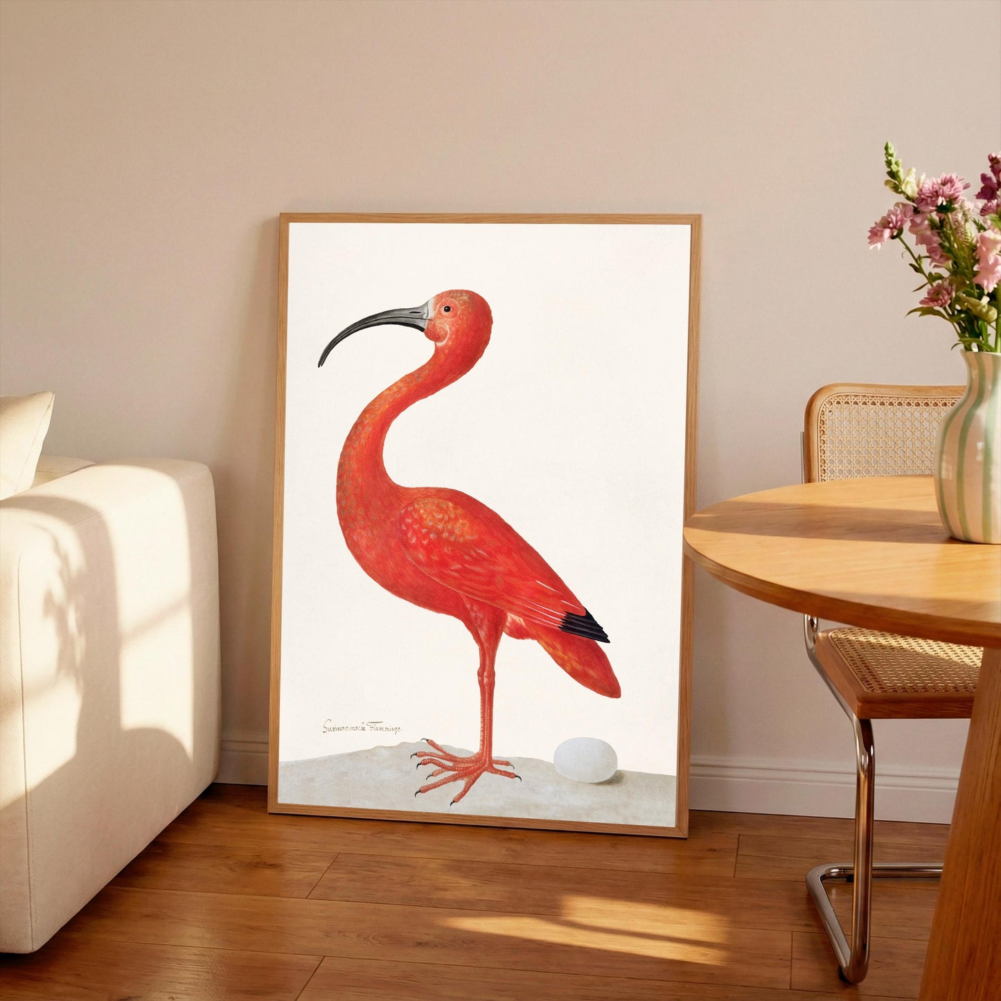 Vintage Pink Flamingo Print: Flamingo Wall Art