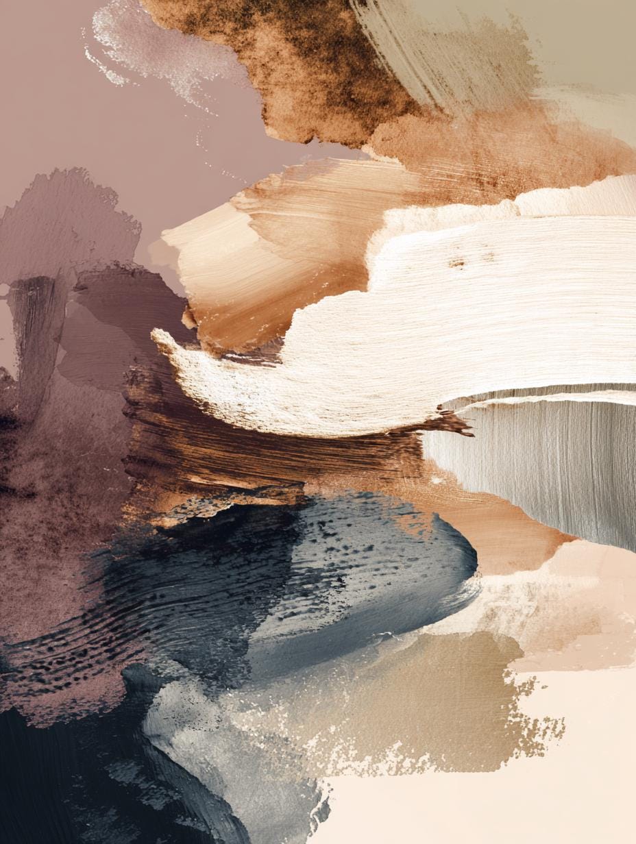 Abstract Botanical Wall Print: Beige, Brown, Cream Boho Decor