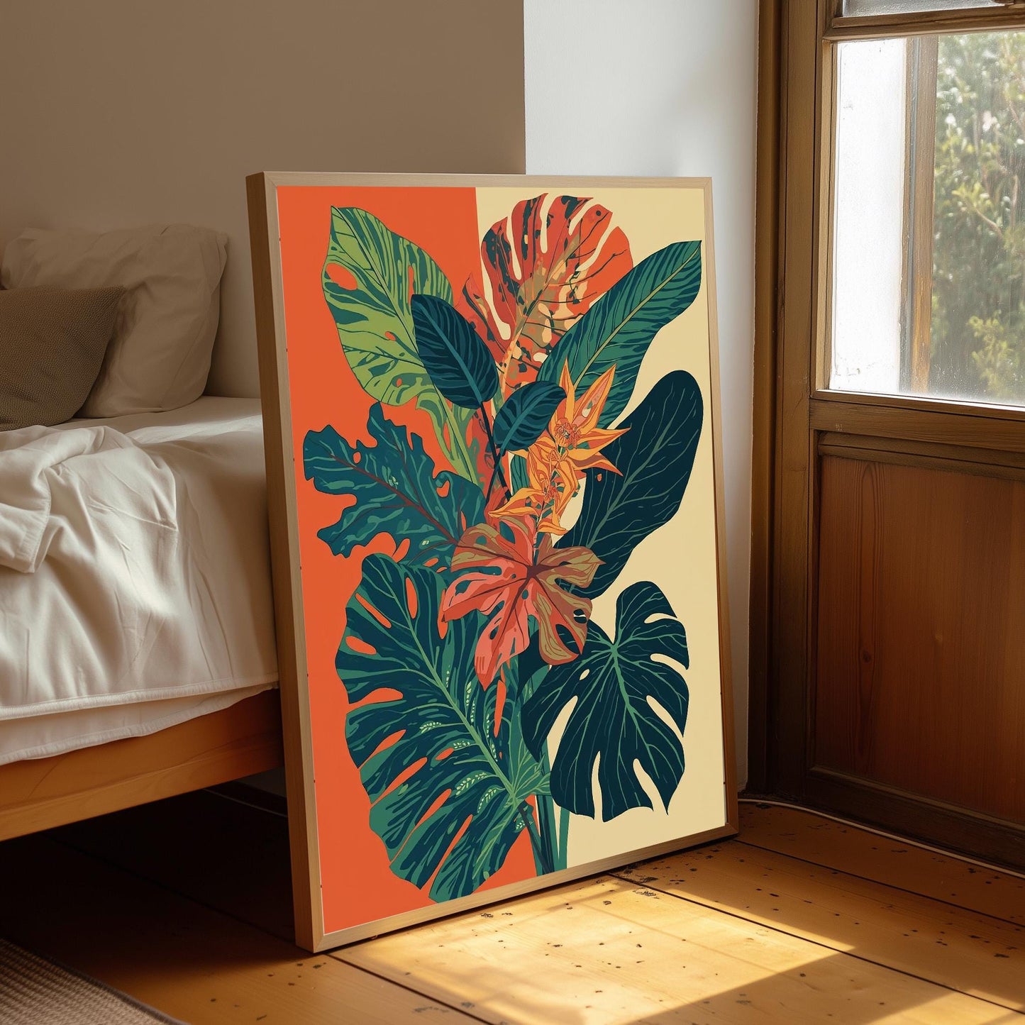 Henri Matisse Inspired Abstract  Tropical Leaves Art Print: Colourful Wall Art