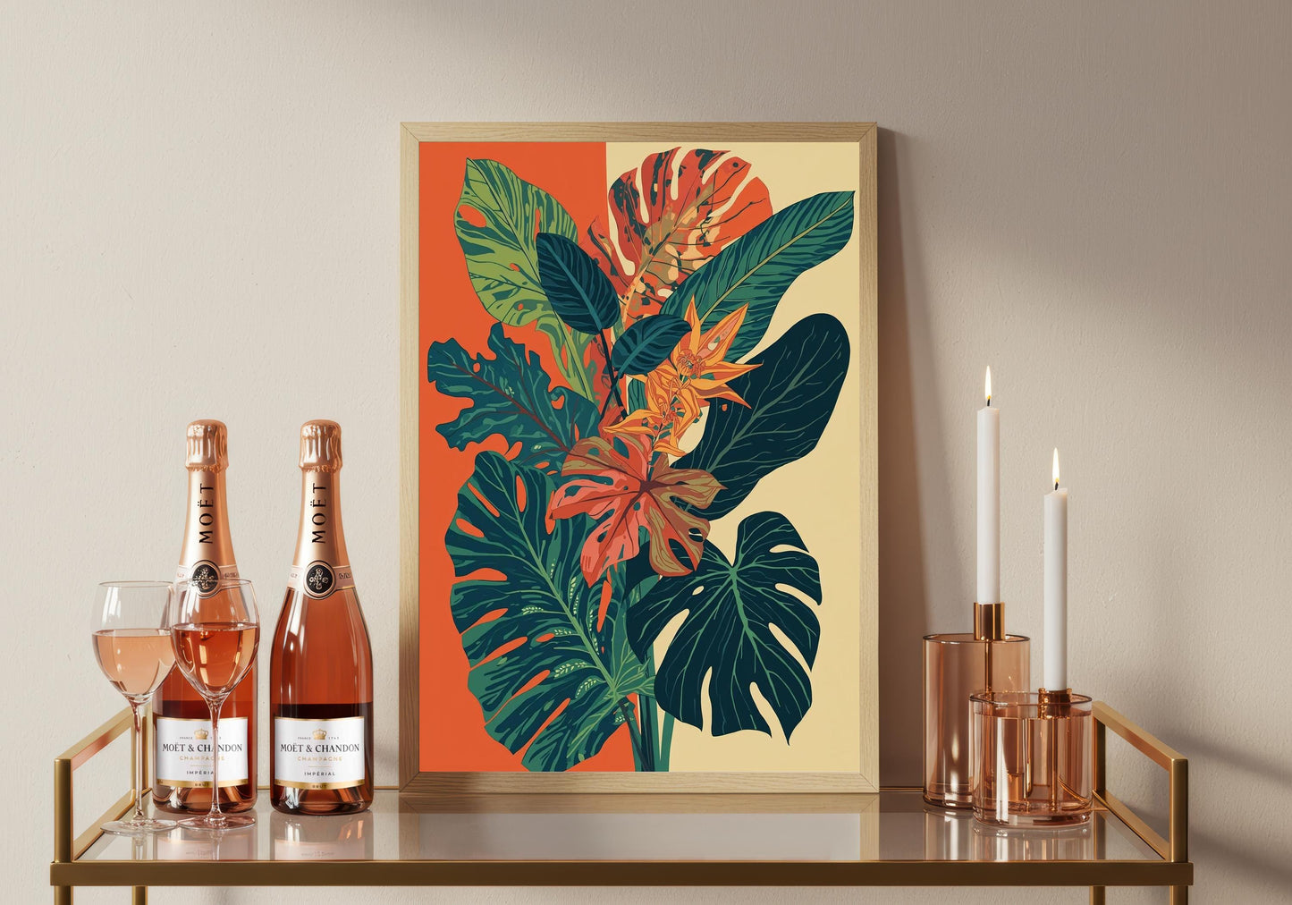 Henri Matisse Inspired Abstract  Tropical Leaves Art Print: Colourful Wall Art
