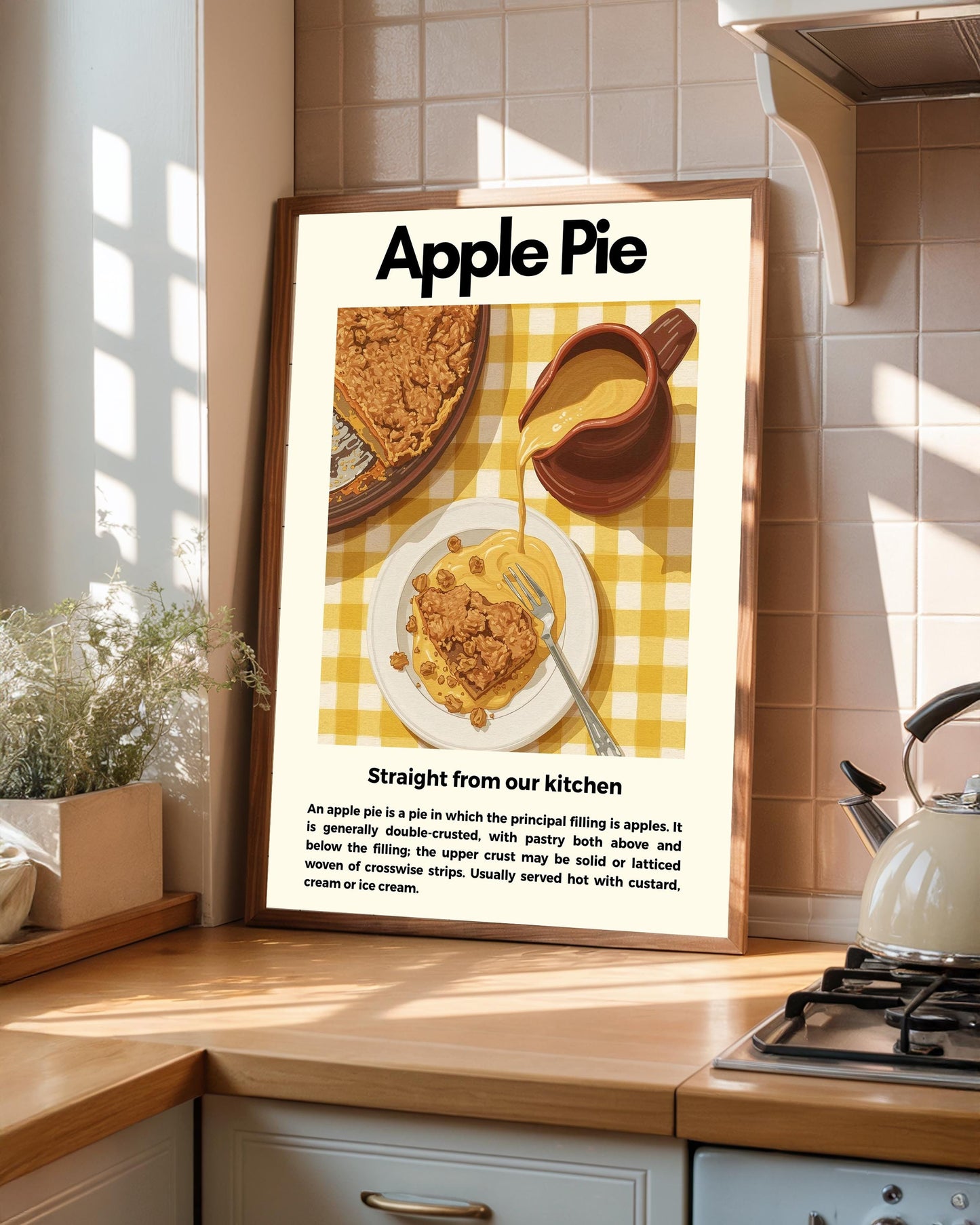 Straight From Our  Kitchen Poster: Retro Food Print, Colourful Wall Art, Apple Pie