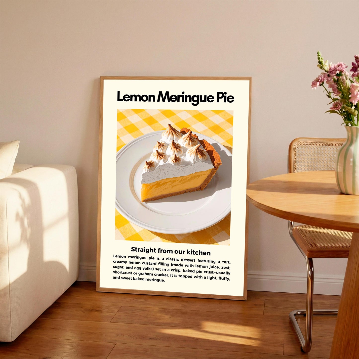 Straight From Our  Kitchen Poster: Retro Food Print, Colourful Wall Art, Lemon Meringue Pie