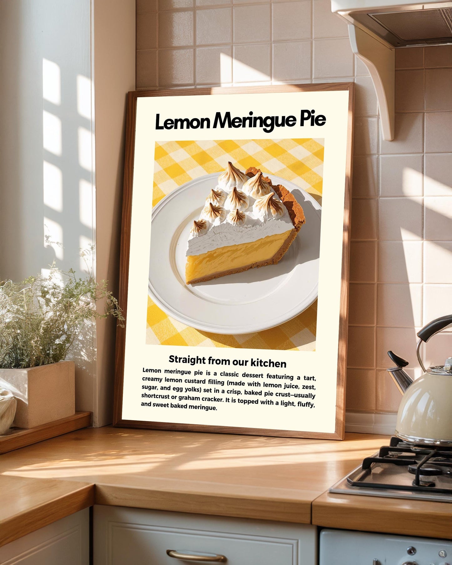 Straight From Our  Kitchen Poster: Retro Food Print, Colourful Wall Art, Lemon Meringue Pie