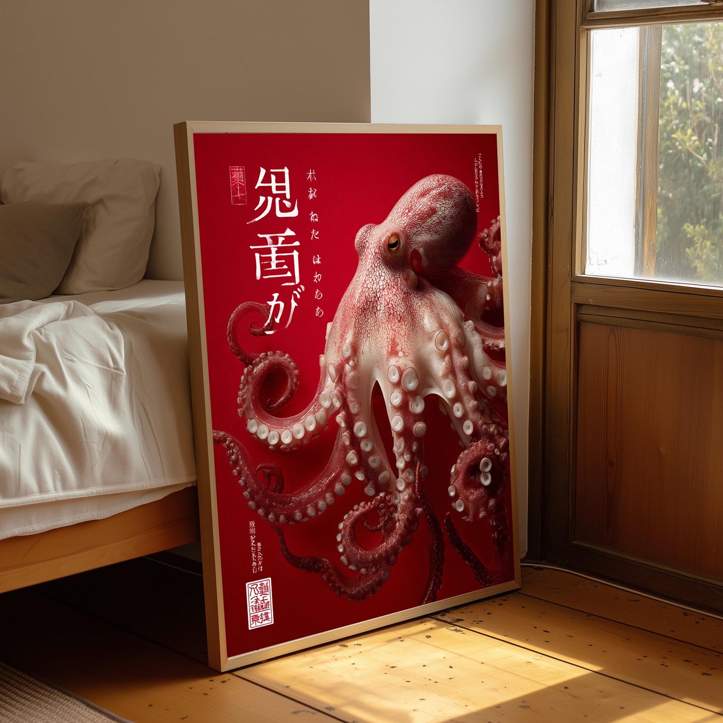 Japanese Octopus Print: Vintage Oriental Art Poster