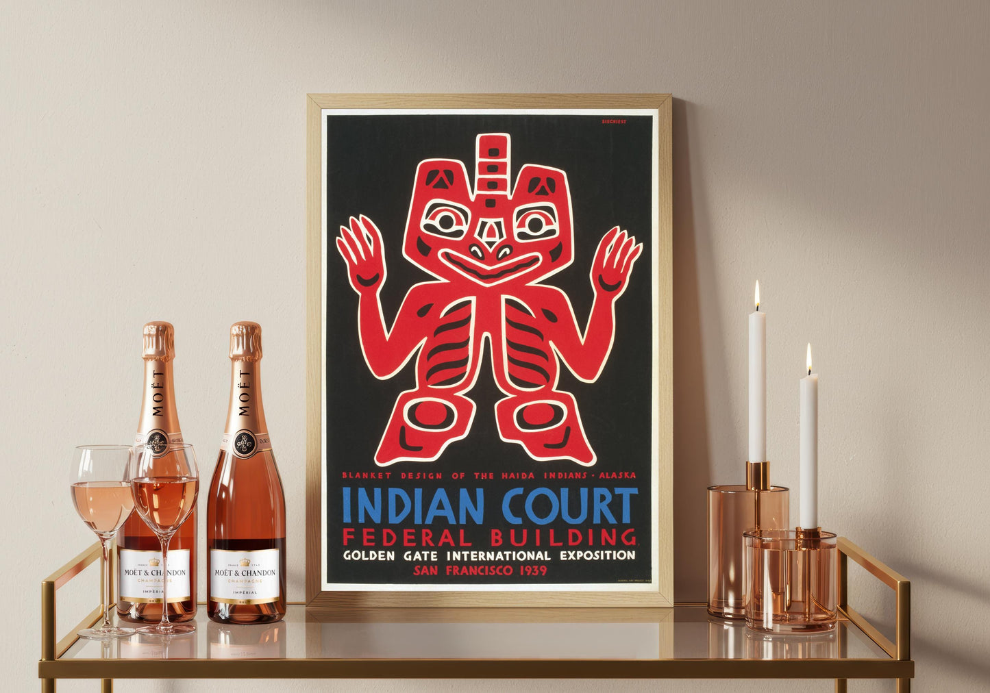 San Francisco Indian Court Federation Art Print, SF Travel Poster