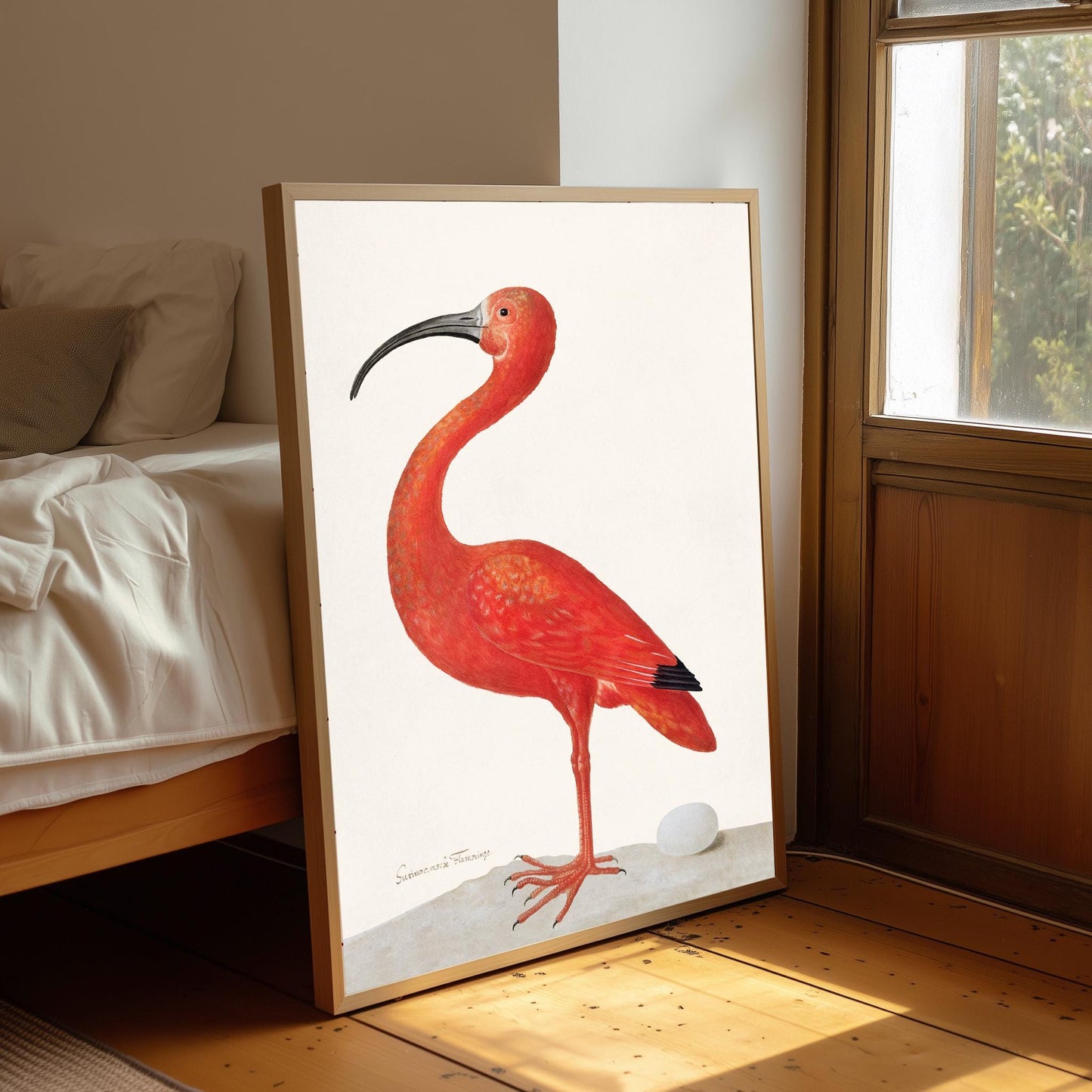 Vintage Pink Flamingo Print: Flamingo Wall Art