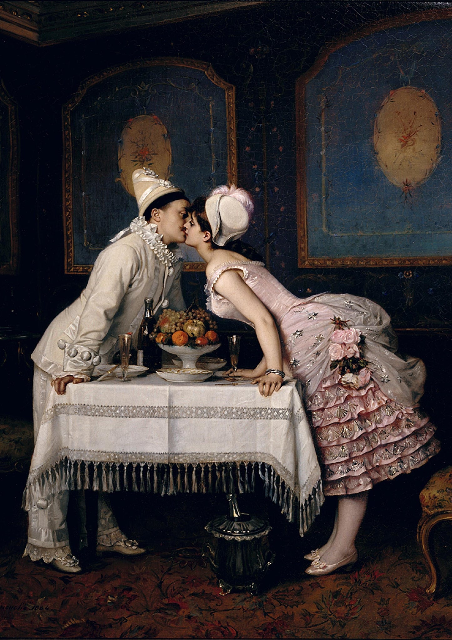 Auguste Toulmouche Art  Deco Print: Le Baiser (The Kiss)