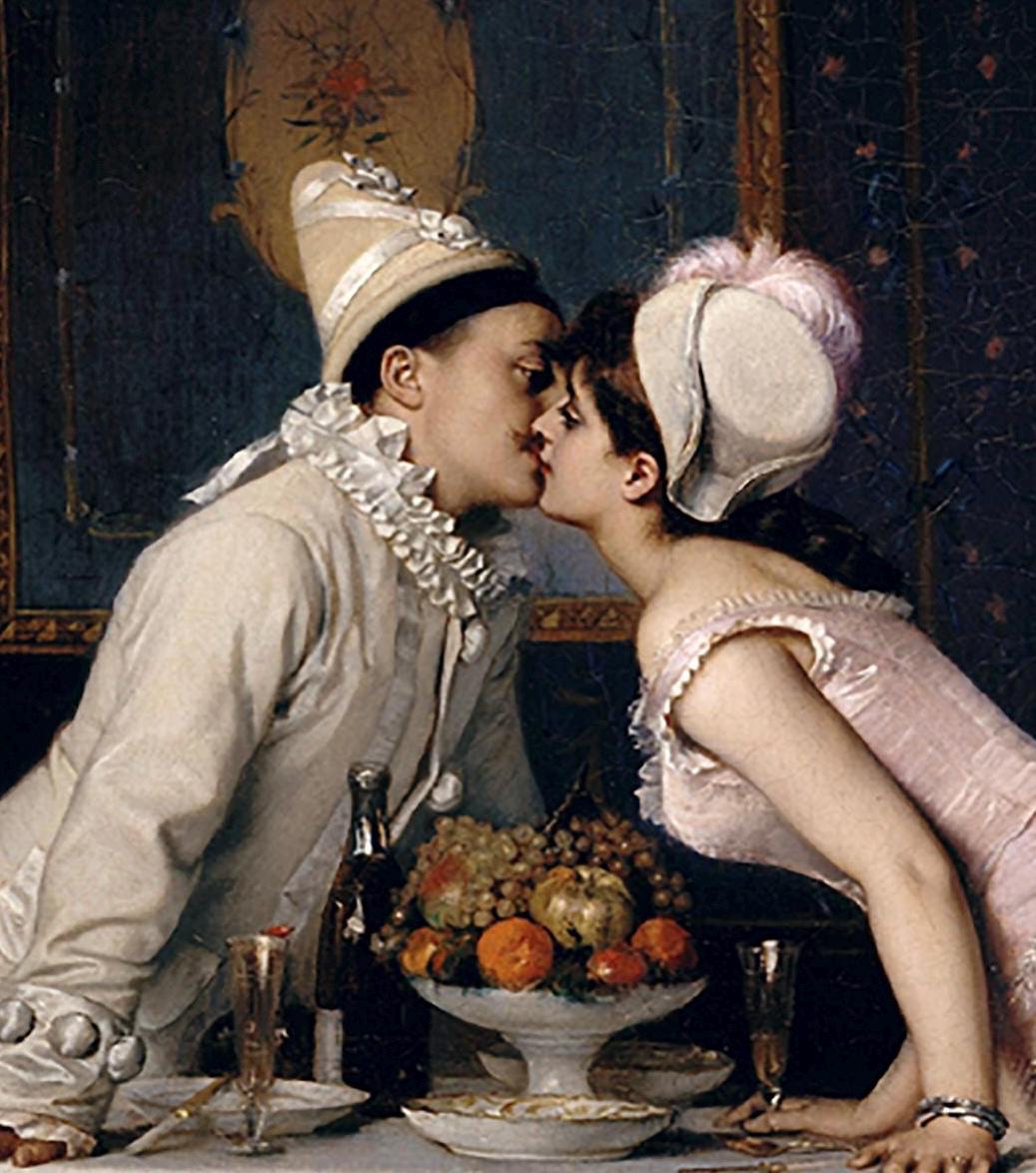 Auguste Toulmouche Art  Deco Print: Le Baiser (The Kiss)