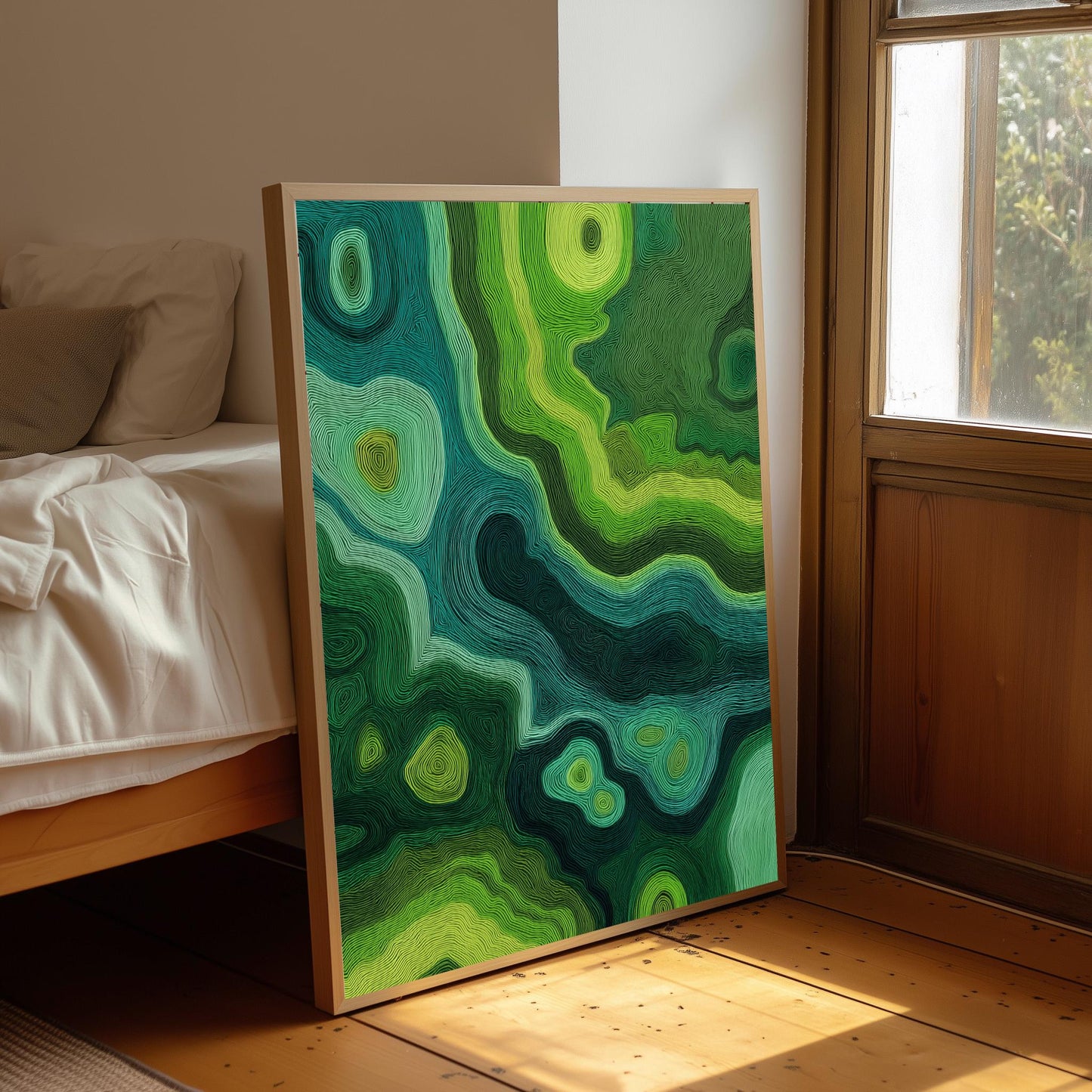 Abstract Wall Print: Colourful Boho Decor, Green Shades