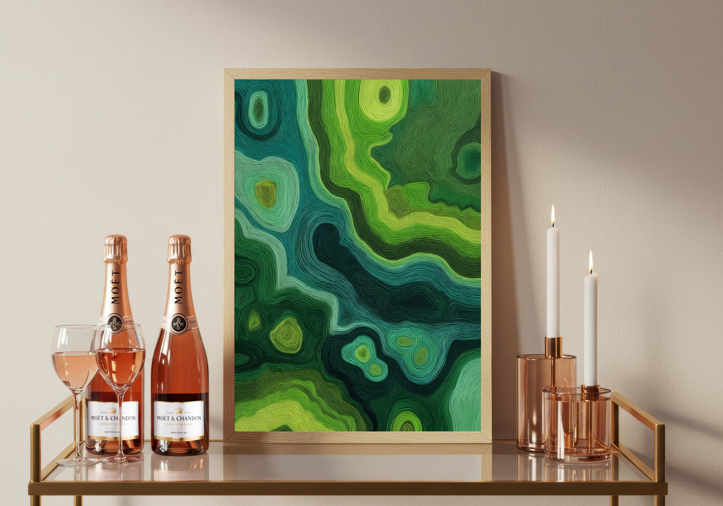 Abstract Wall Print: Colourful Boho Decor, Green Shades