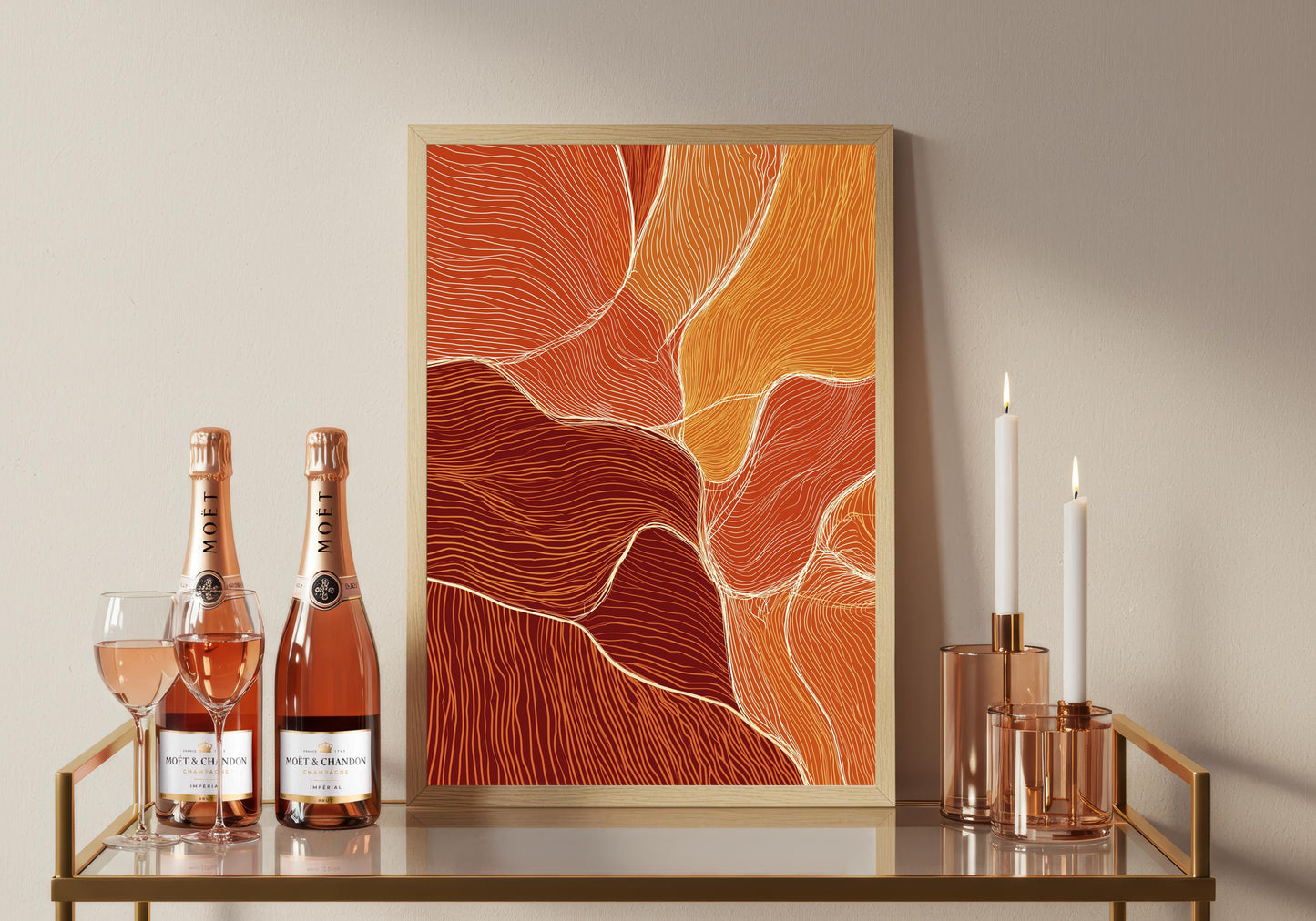 Abstract Wall Print: Colourful Boho Decor, Orange Shades